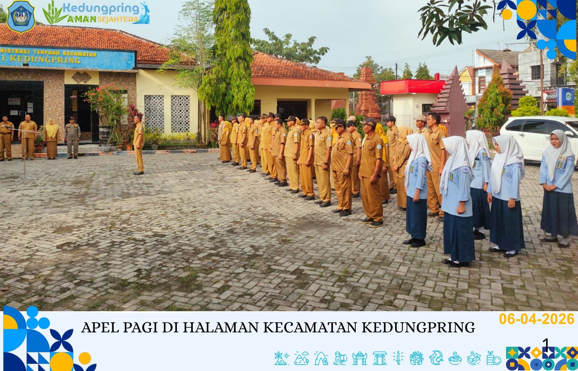 Foto: APEL PAGI DI HALAMAN KECAMATAN KEDUNGPRING