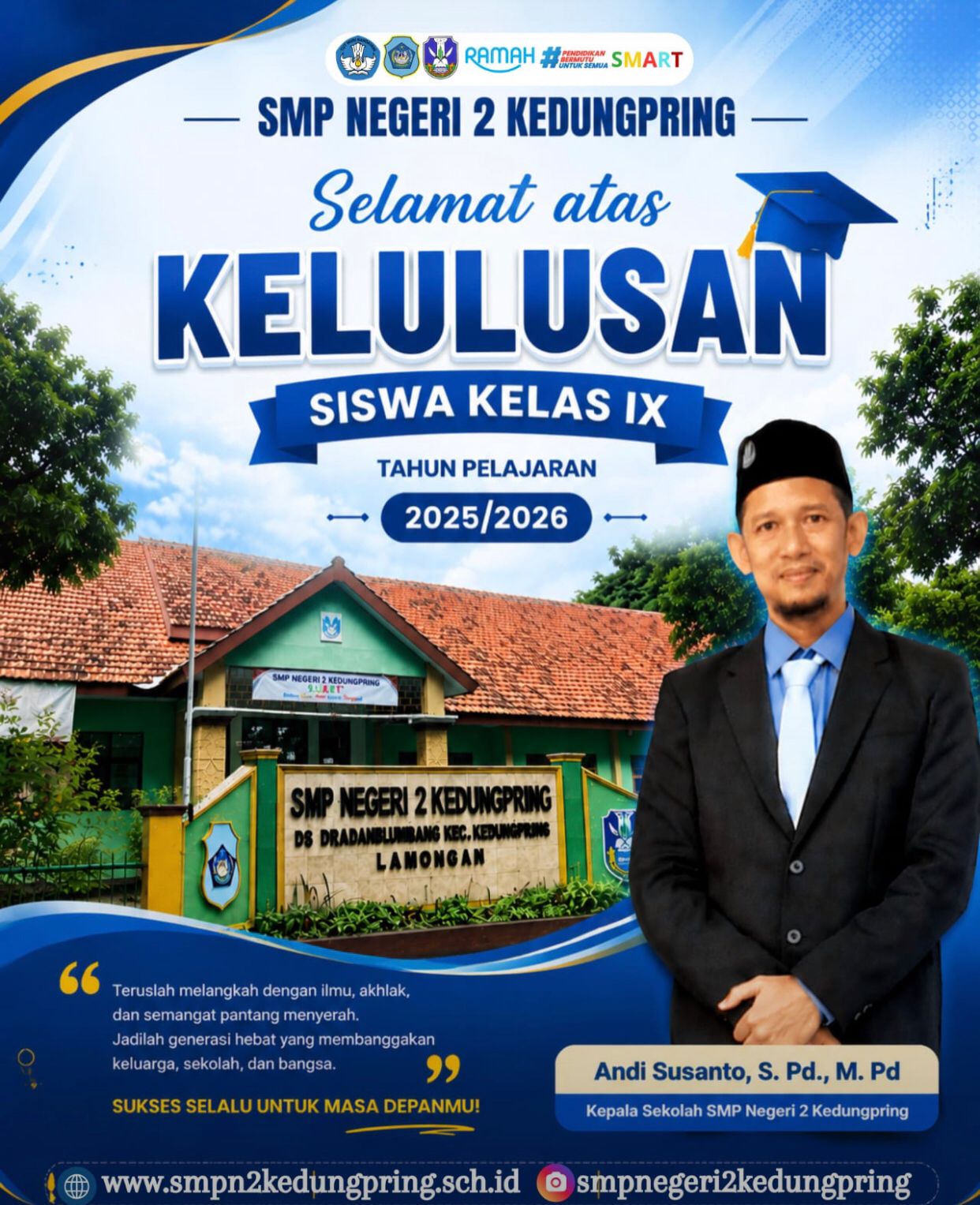 Foto: Selamat Atas Kelulusan Siswa - Siswi Kelas IX SMP Negeri 2 Kedungpring Tahun Pelajaran 2025 / 2026
