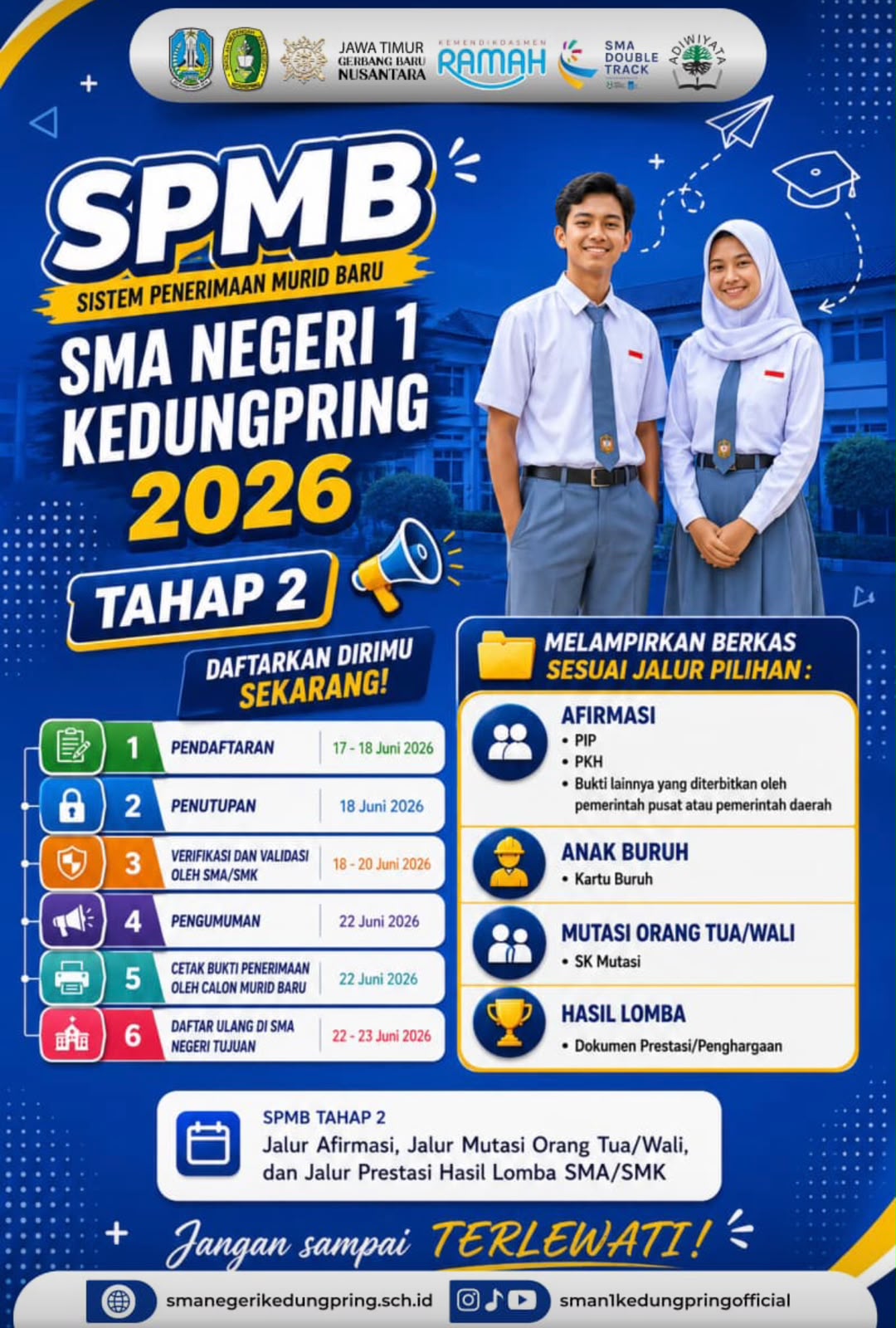 Foto: Sistem Penerimaan Murid Baru (SPMB) SMA Negeri 1 Kedungpring Tahun 2026 Tahap 2