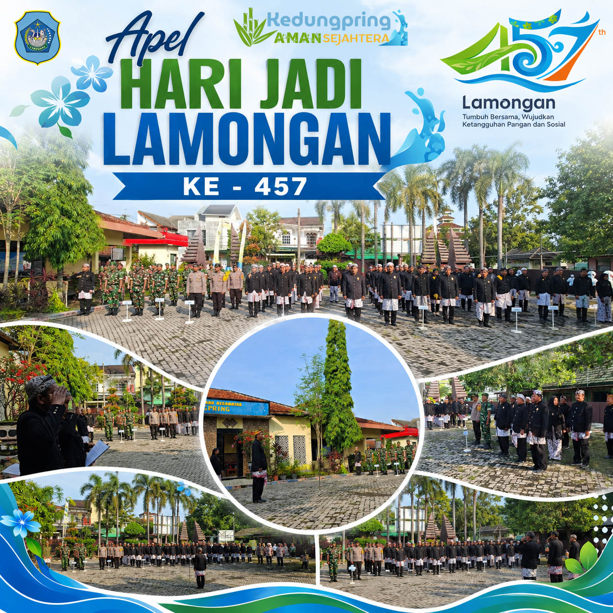 Foto: Apel Hari Jadi Lamongan ke-457 Digelar Khidmat di Halaman Kecamatan Kedungpring