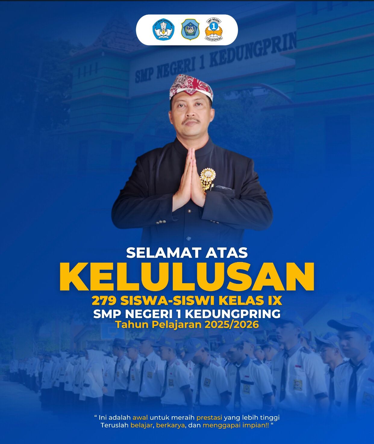 Foto: Selamat Atas Kelulusan 279 Siswa - Siswi Kelas IX SMP Negeri 1 Kedungpring Tahun Pelajaran 2025 / 2026