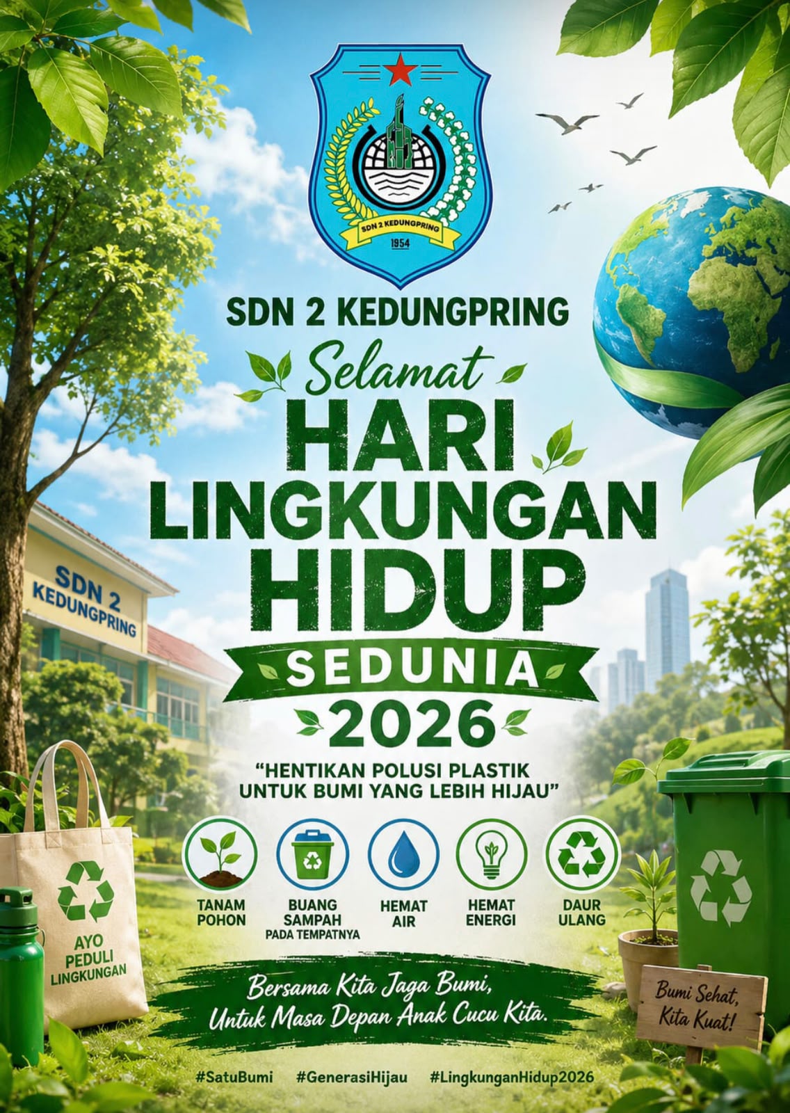 Foto: Ucapan Hari Lingkungan Hidup Sedunia SDN 2 Kedungpring