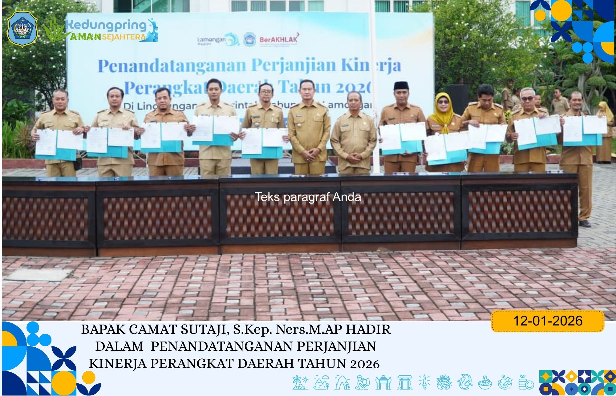 Foto: BAPAK CAMAT SUTAJI, S.Kep. Ners.M.AP HADIR DALAM PENANDATANGANAN PERJANJIAN KINERJA PERANGKAT DAERAH TAHUN 2026