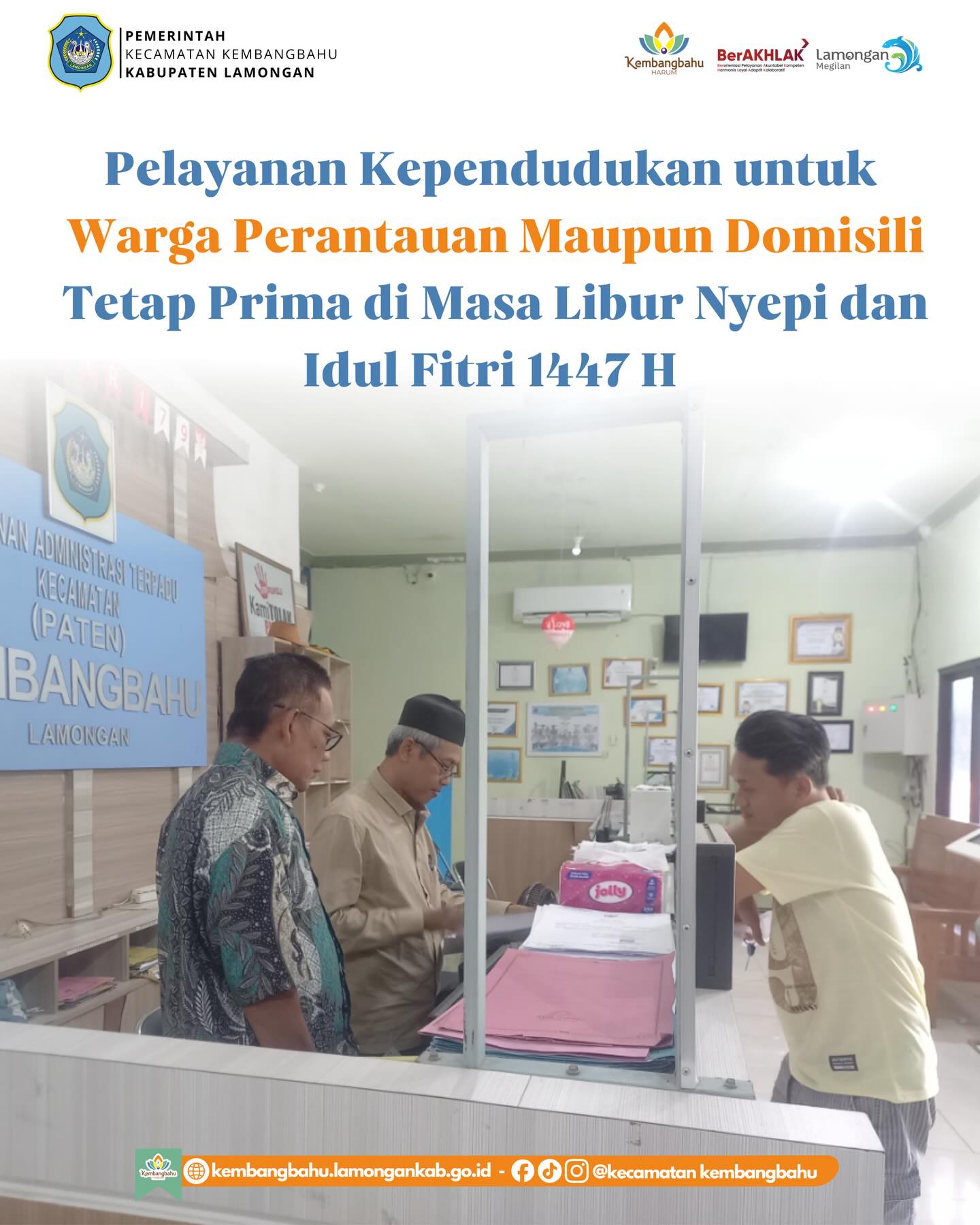 Foto: Pelayanan administrasi kependudukan di Kecamatan Kembangbahu tetap berjalan selama masa libur cuti bersama Hari Raya Nyepi dan Idul Fitri 1447 H