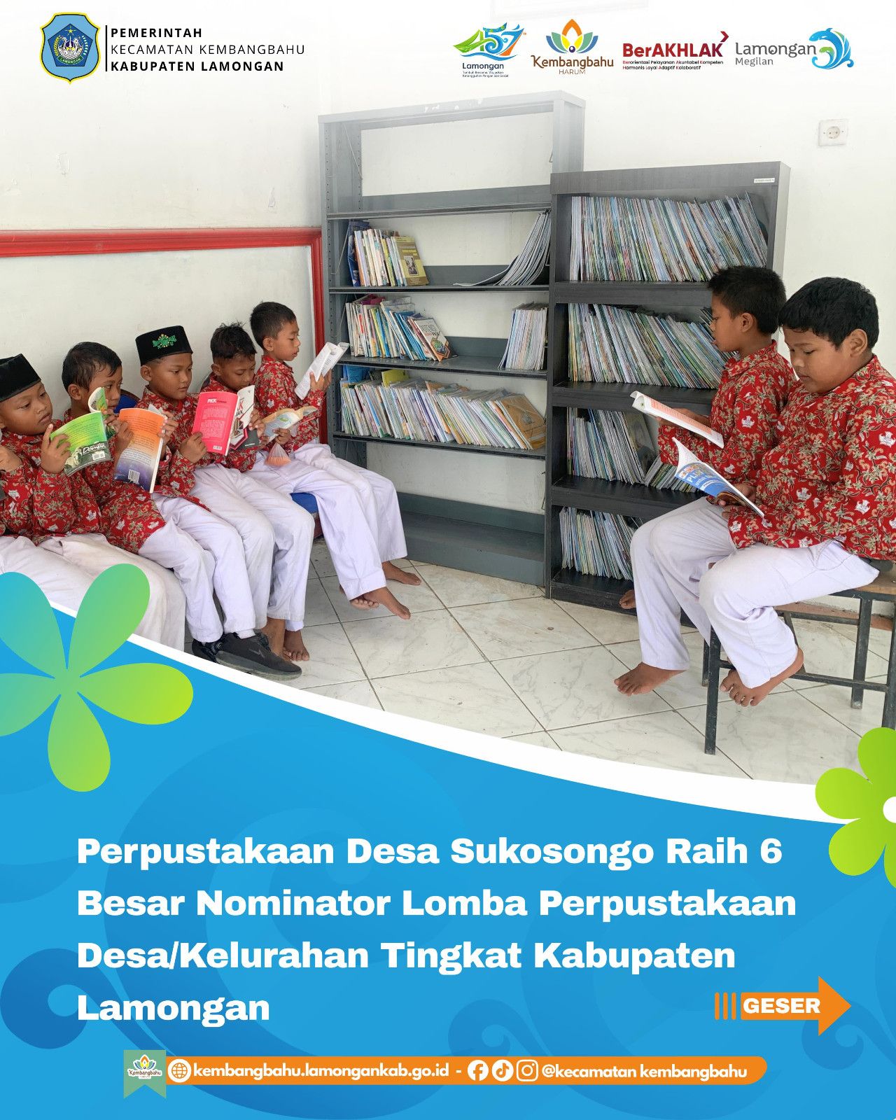 Foto: PERPUSTAKAAN DESA SUKOSONGO RAIH 6 BESAR NOMINATOR SE KABUPATEN LAMONGAN