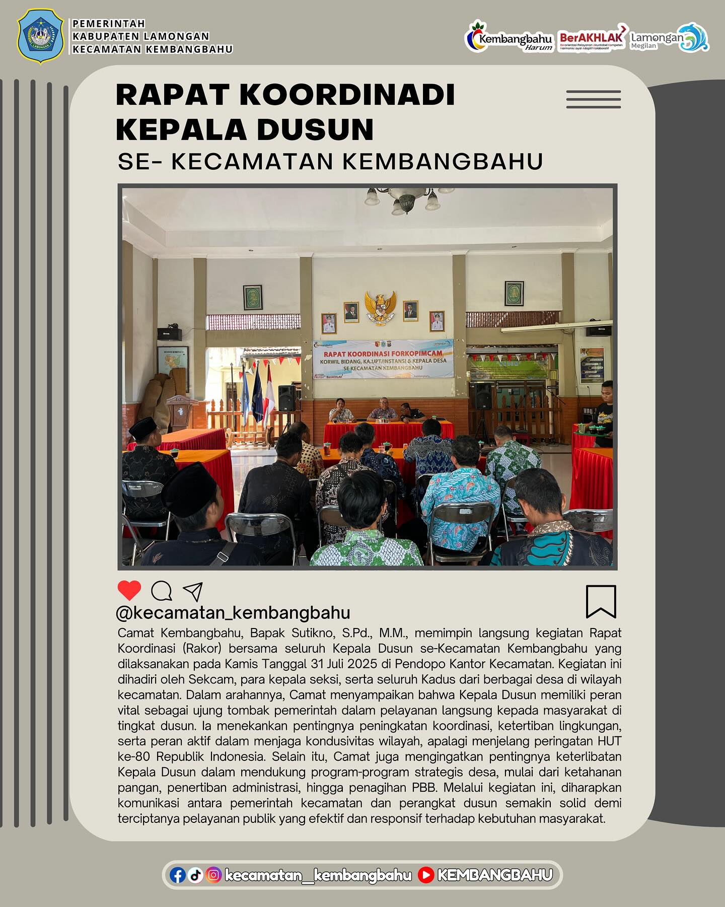 Foto: RAPAT KOORDINASI KEPALA DUSUN SE-KEC. KEMBANGBAHU