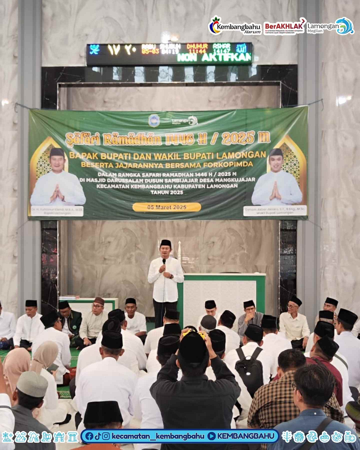 DOKUMENTASI SAFARI RAMADHAN 1446 H BUPATI DAN WAKIL BUPATI LAMONGAN BESERTA JAJARAN FORKOPIMDA KABUPATEN LAMONGAN DI DESA MANGKUJAJAR