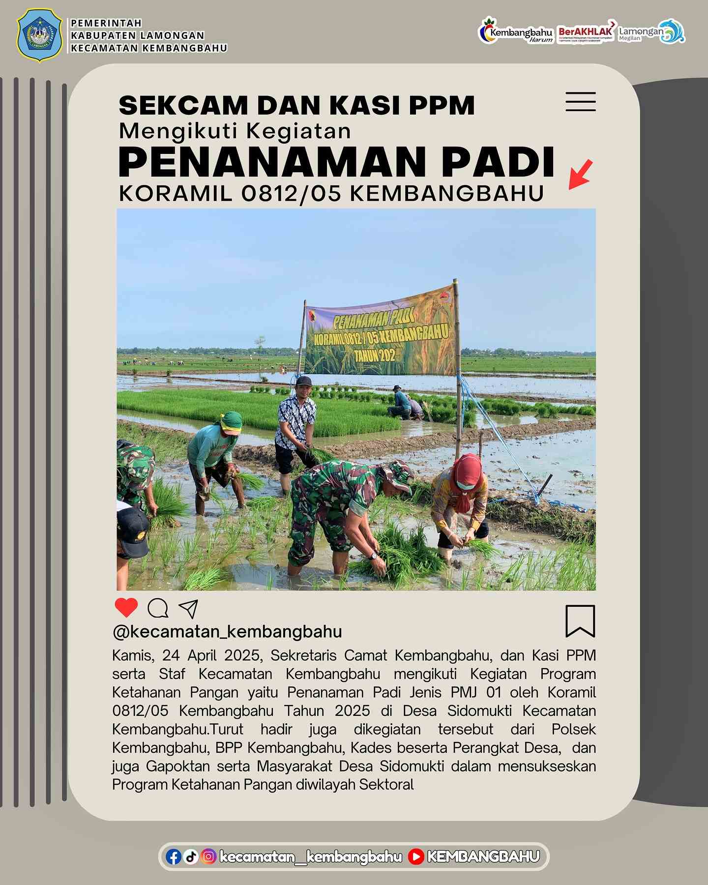 SEKCAM DAN KASI PPM MENGIKUTI KEGIATAN PENANAMAN PADI