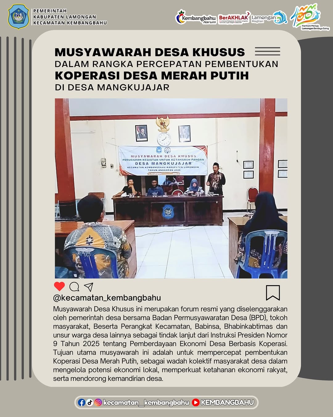 MUSDESSUS PEMBENTUKAN KOPERASI DESA MERAH PUTIH DI DESA MANGKUJAJAR KECAMATAN KEMBANGBAHU