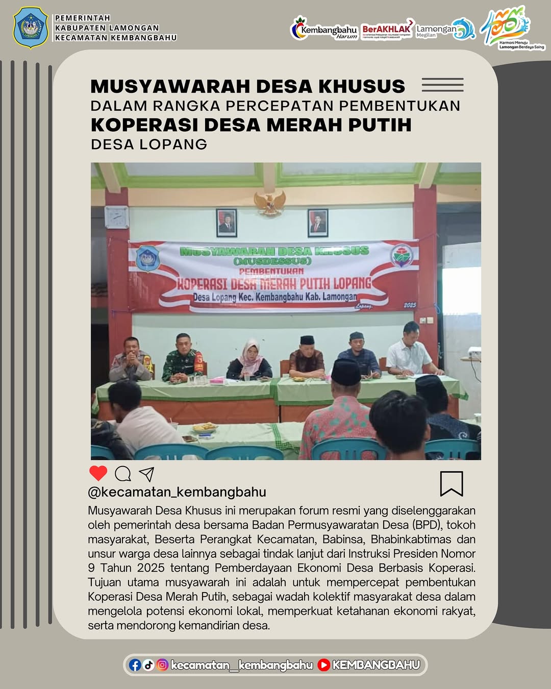 MUSDESSUS PEMBENTUKAN KOPERASI DESA MERAH PUTIH DI DESA LOPANG KECAMATAN KEMBANGBAHU