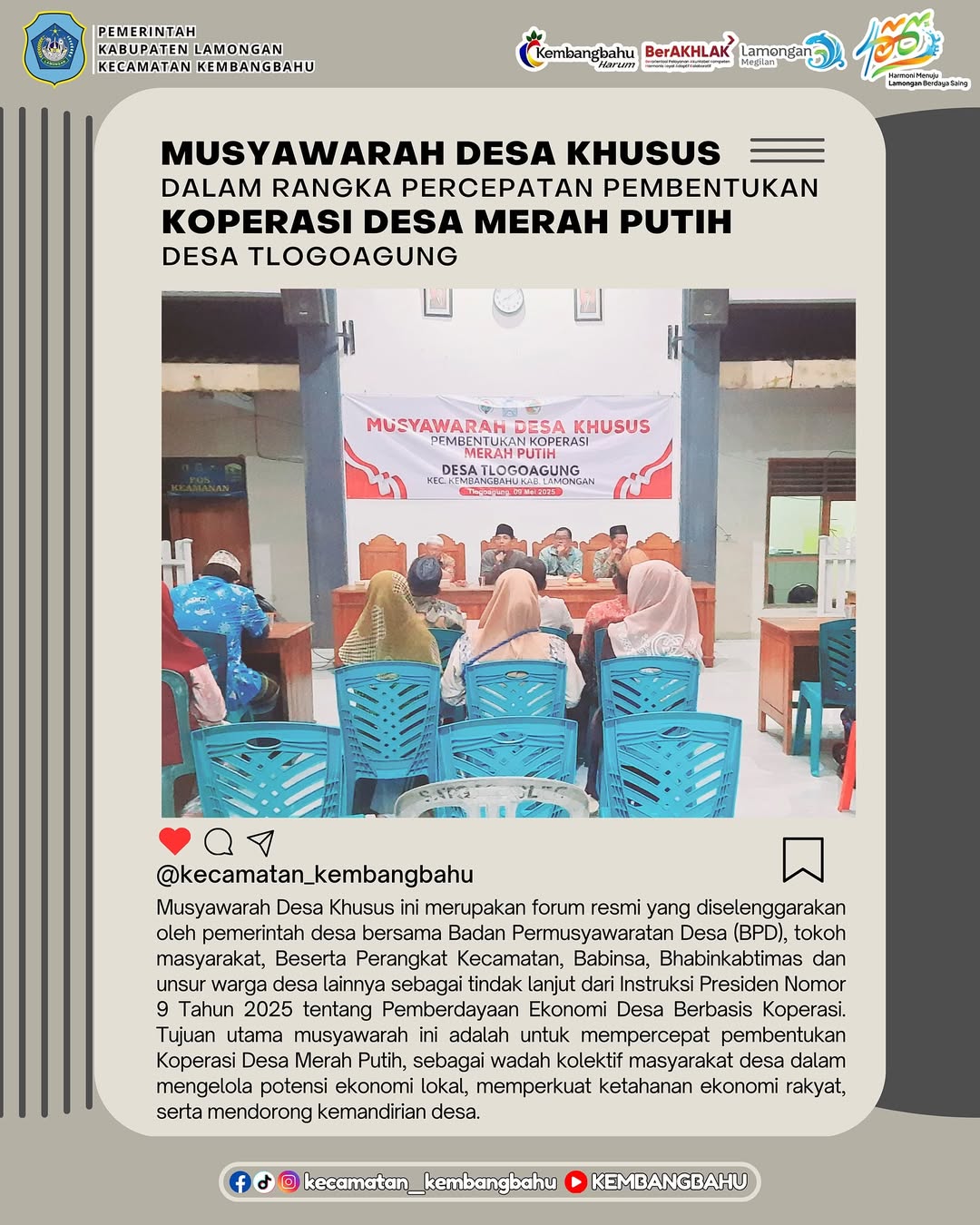MUSDESSUS PEMBENTUKAN KOPERASI DESA MERAH PUTIH DI DESA TLOGOAGUNG KECAMATAN KEMBANGBAHU