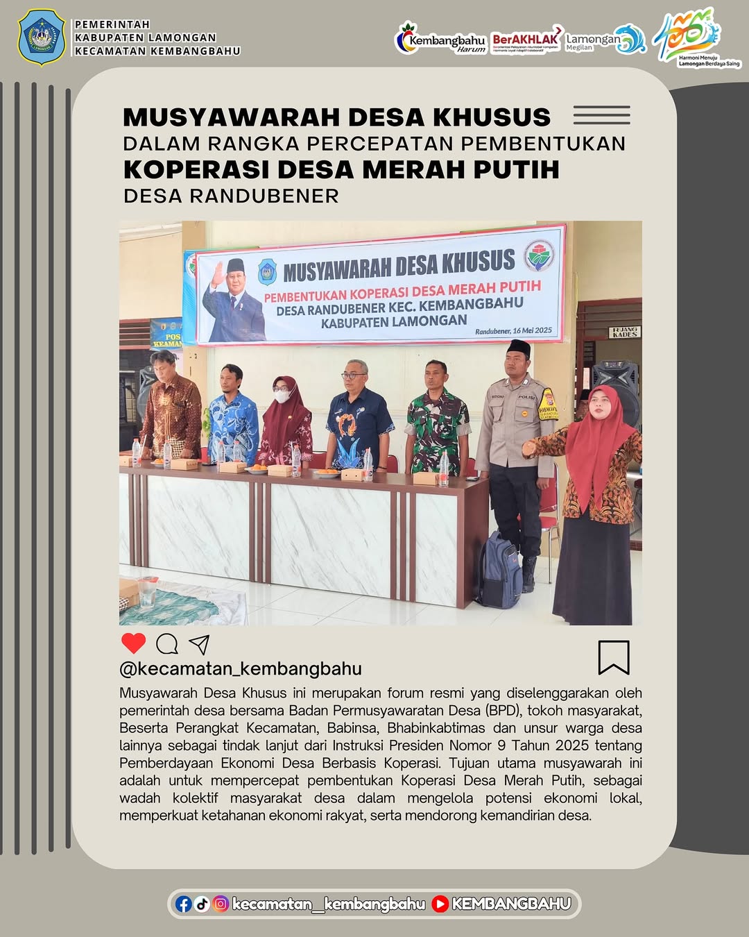 MUSDESSUS PEMBENTUKAN KOPERASI DESA MERAH PUTIH DI DESA RANDUBENER KECAMATAN KEMBANGBAHU