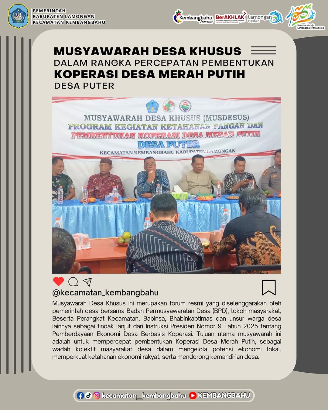 MUSDESSUS PEMBENTUKAN KOPERASI DESA MERAH PUTIH DI DESA PUTER KECAMATAN KEMBANGBAHU