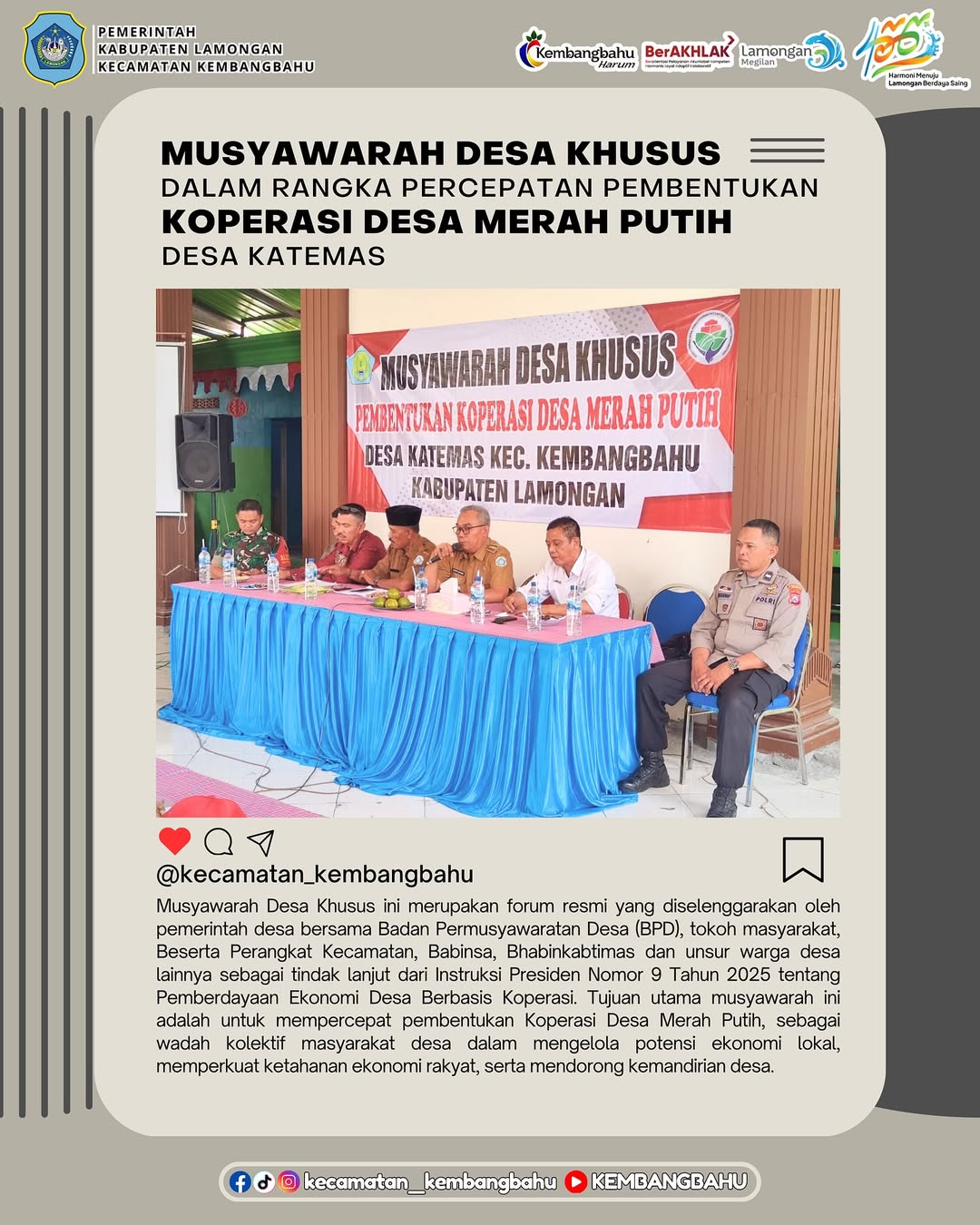MUSDESSUS PEMBENTUKAN KOPERASI DESA MERAH PUTIH DI DESA KATEMAS KECAMATAN KEMBANGBAHU