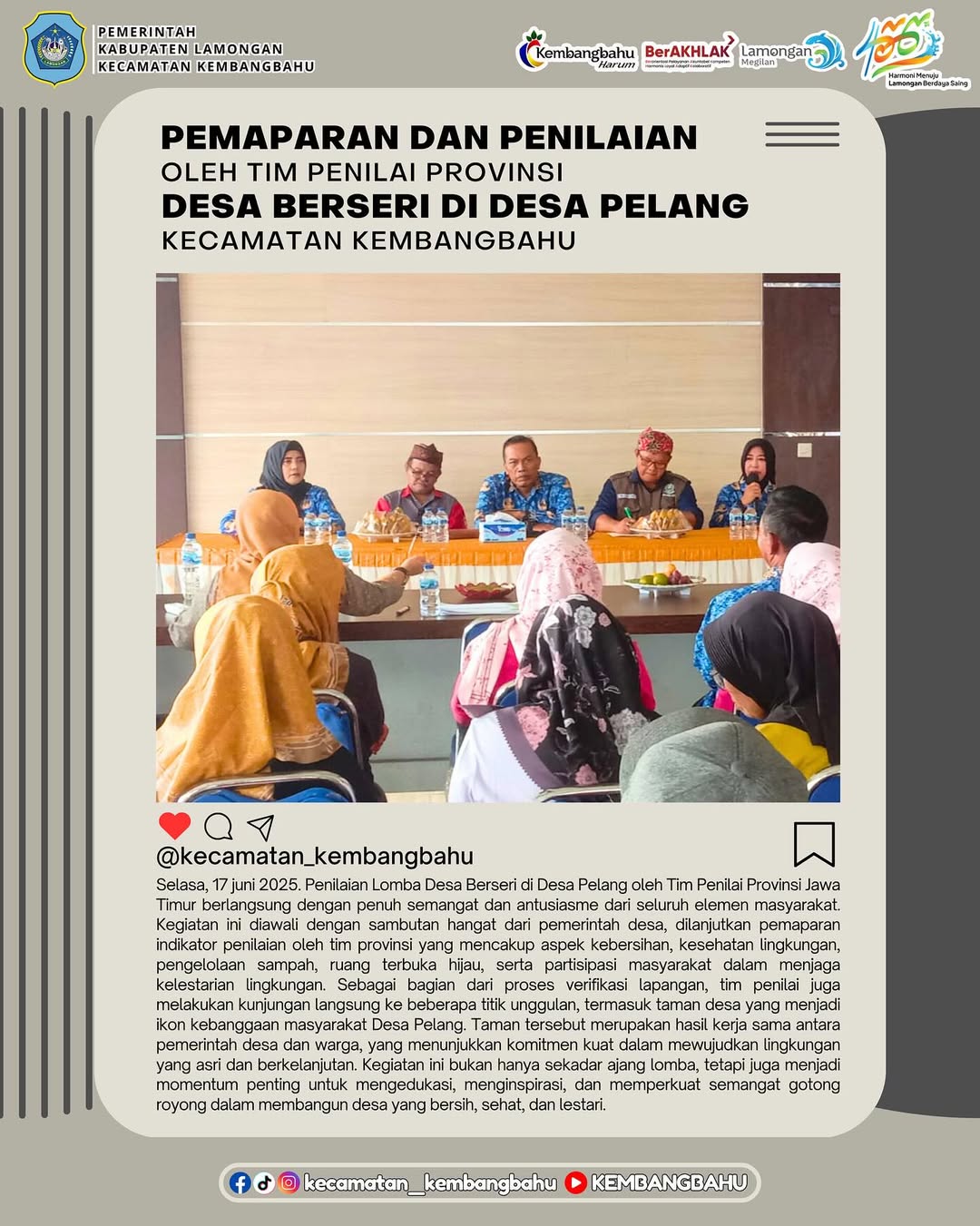 PEMAPARAN DAN PENILAIAN LOMBA DESA BERSERI DI DESA PELANG