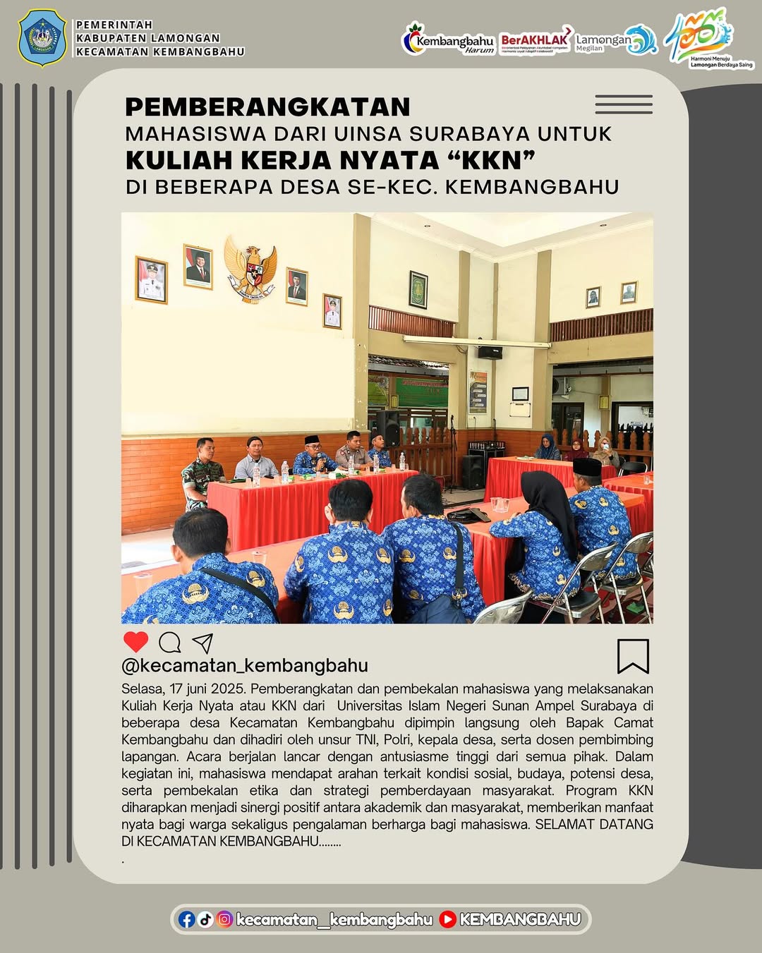PEMBERANGKATAN MAHASISWA KKN KE DESA WILAYAH KEMBANGBAHU
