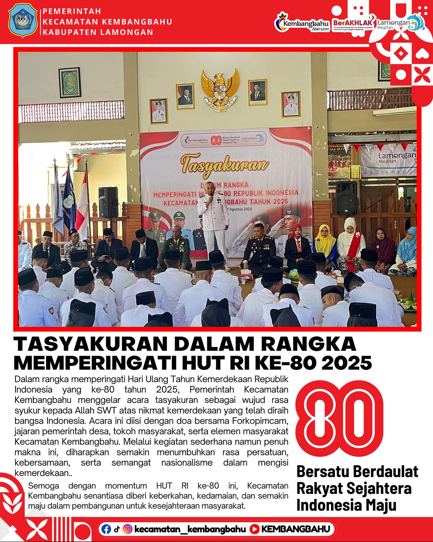 Foto: TASYAKURAN DAN DOA BERSAMA HUT REPUBLIK INDONESIA KE-80 TAHUN