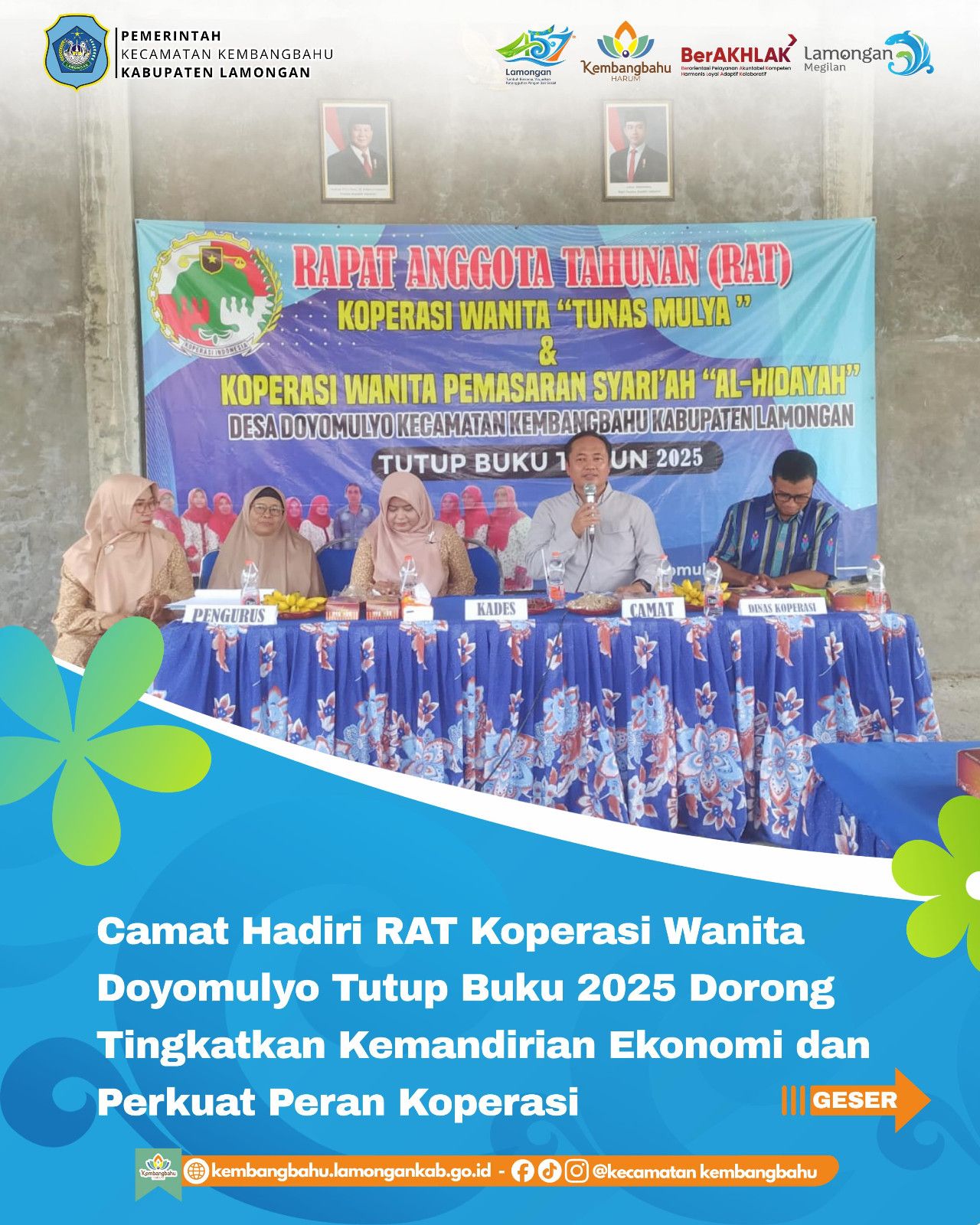 Foto: CAMAT KEMBANGBAHU HADIRI RAT KOPERASI WANITA DI DESA DOYOMULYO