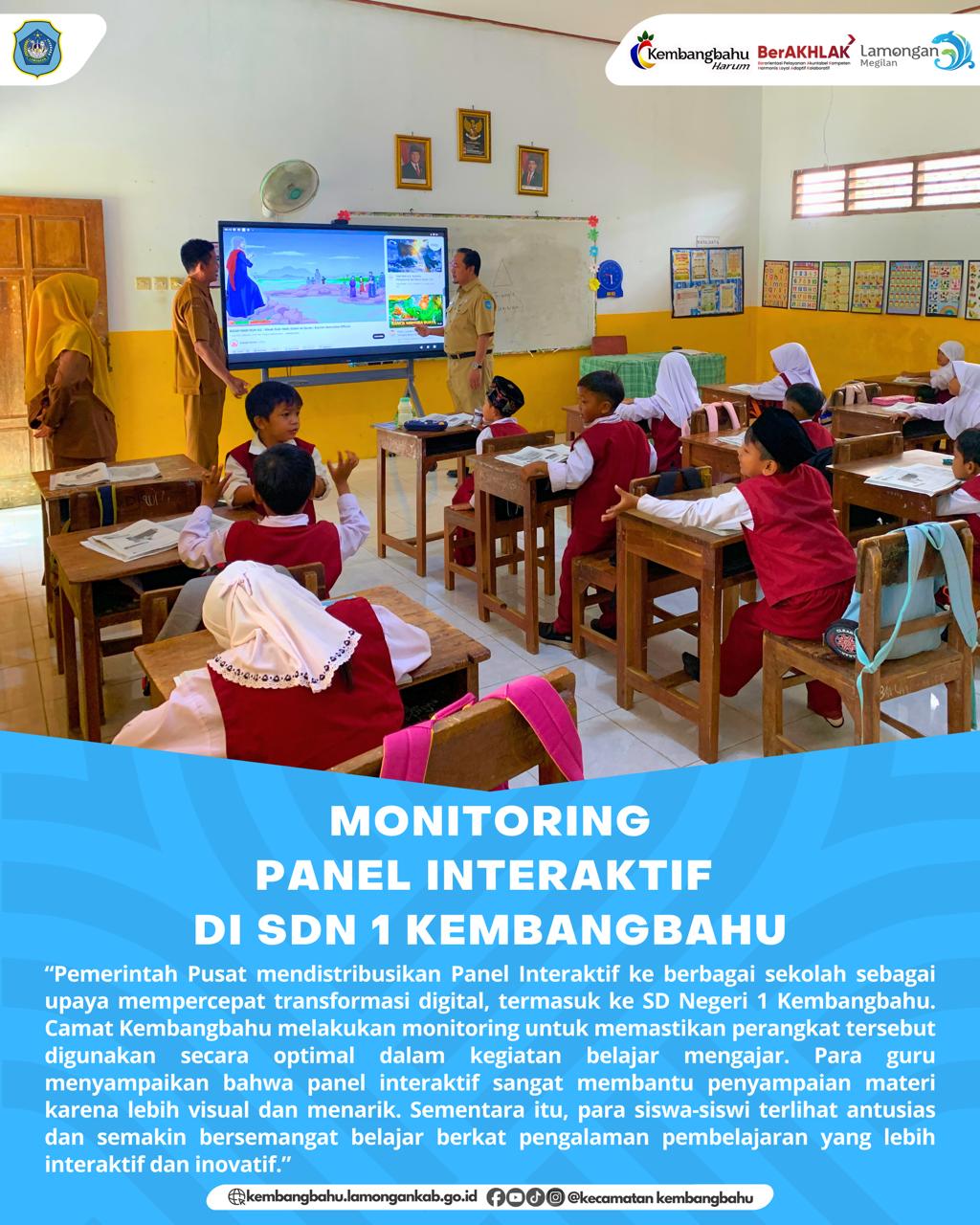 Foto: CAMAT KEMBANGBAHU MONITORING PANEL INTERAKTIF DI SDN 1 KEMBANGBAHU