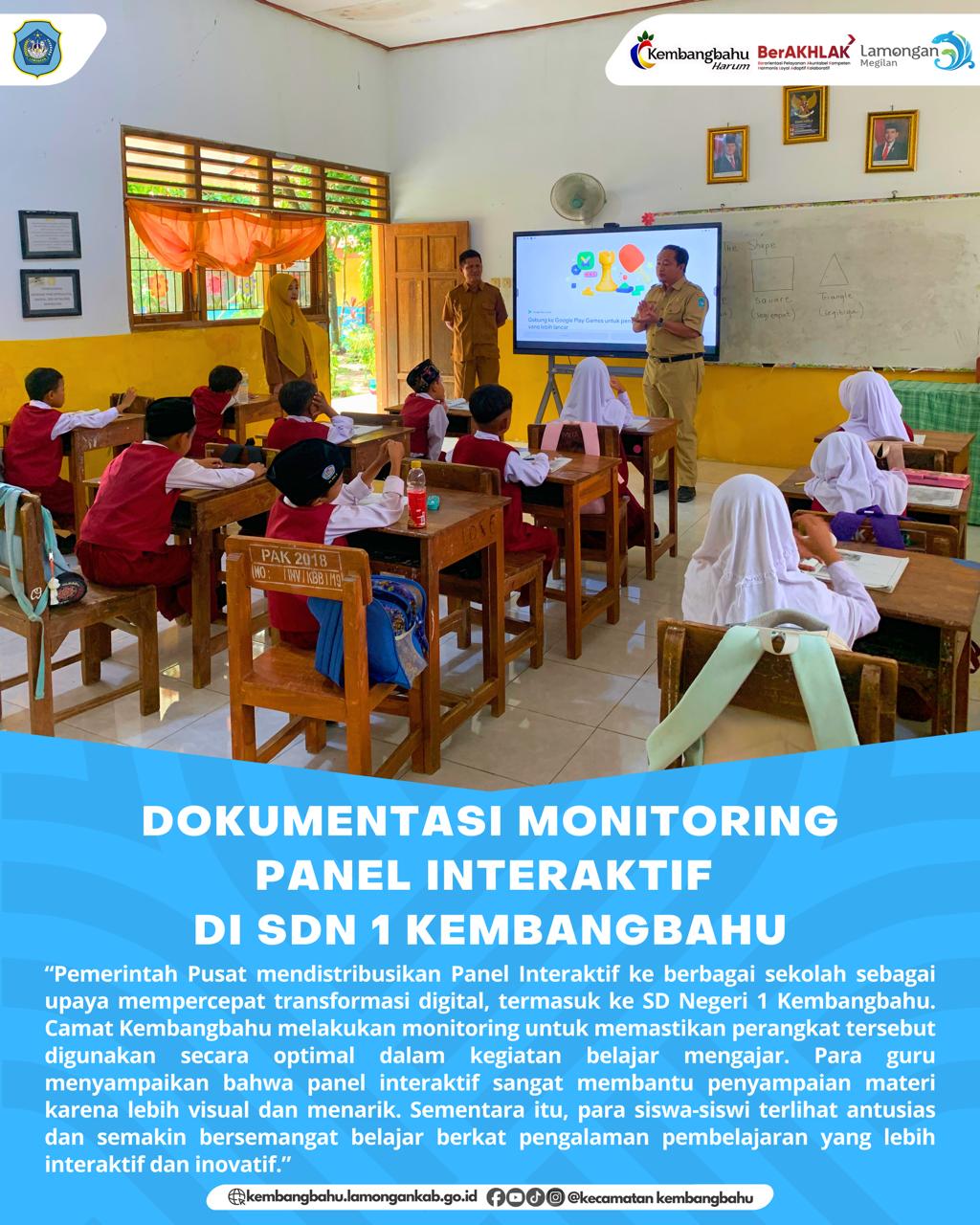 Foto: DOKUMENTASI MONITORING PANEL INTERAKTIF DI SDN 1 KEMBANGBAHU