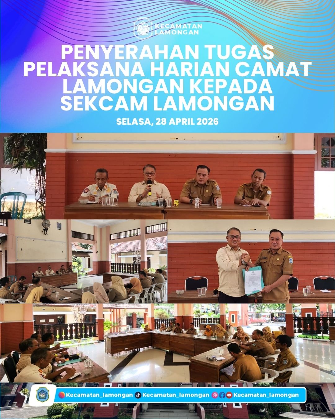 Foto: Penyerahan Tugas Pelaksana Harian Camat Lamongan kepada Sekcam Berlangsung Lancar