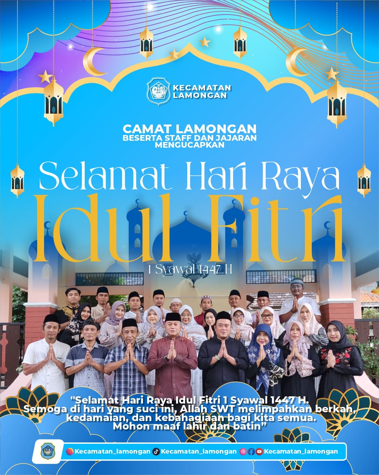 Foto: Camat Lamongan dan Jajaran Sampaikan Ucapan Selamat Hari Raya Idul Fitri 1447 H