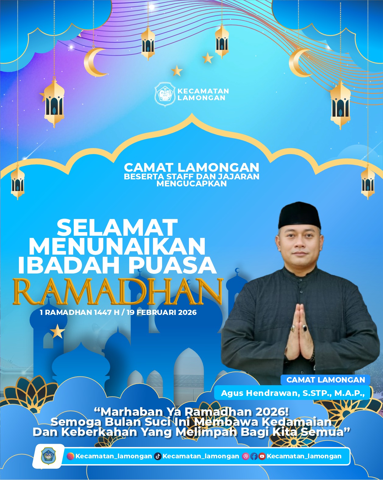 Foto: Kecamatan Lamongan Ucapkan Selamat Menunaikan Ibadah Puasa Ramadhan 1447 H