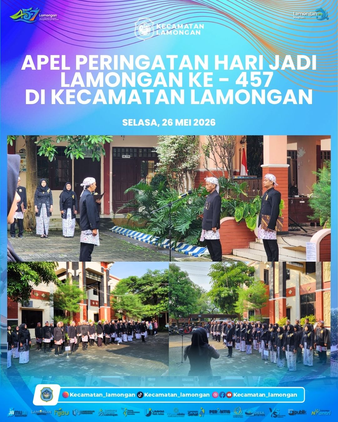 Foto: Apel Peringatan Hari Jadi Lamongan ke-457 Berlangsung Khidmat di Kecamatan Lamongan