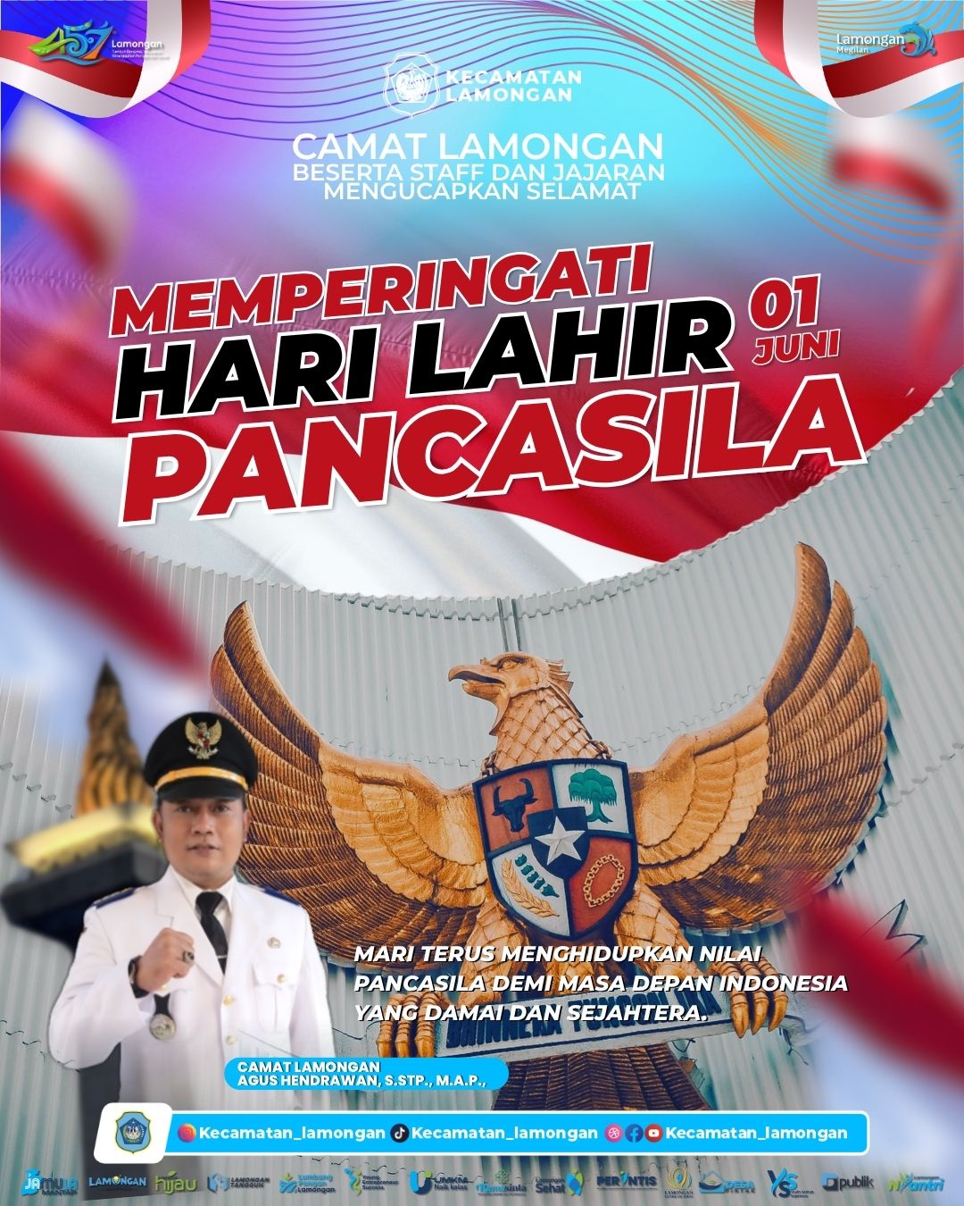 Foto: Kecamatan Lamongan Sampaikan Ucapan Peringatan Hari Lahir Pancasila Tahun 2026