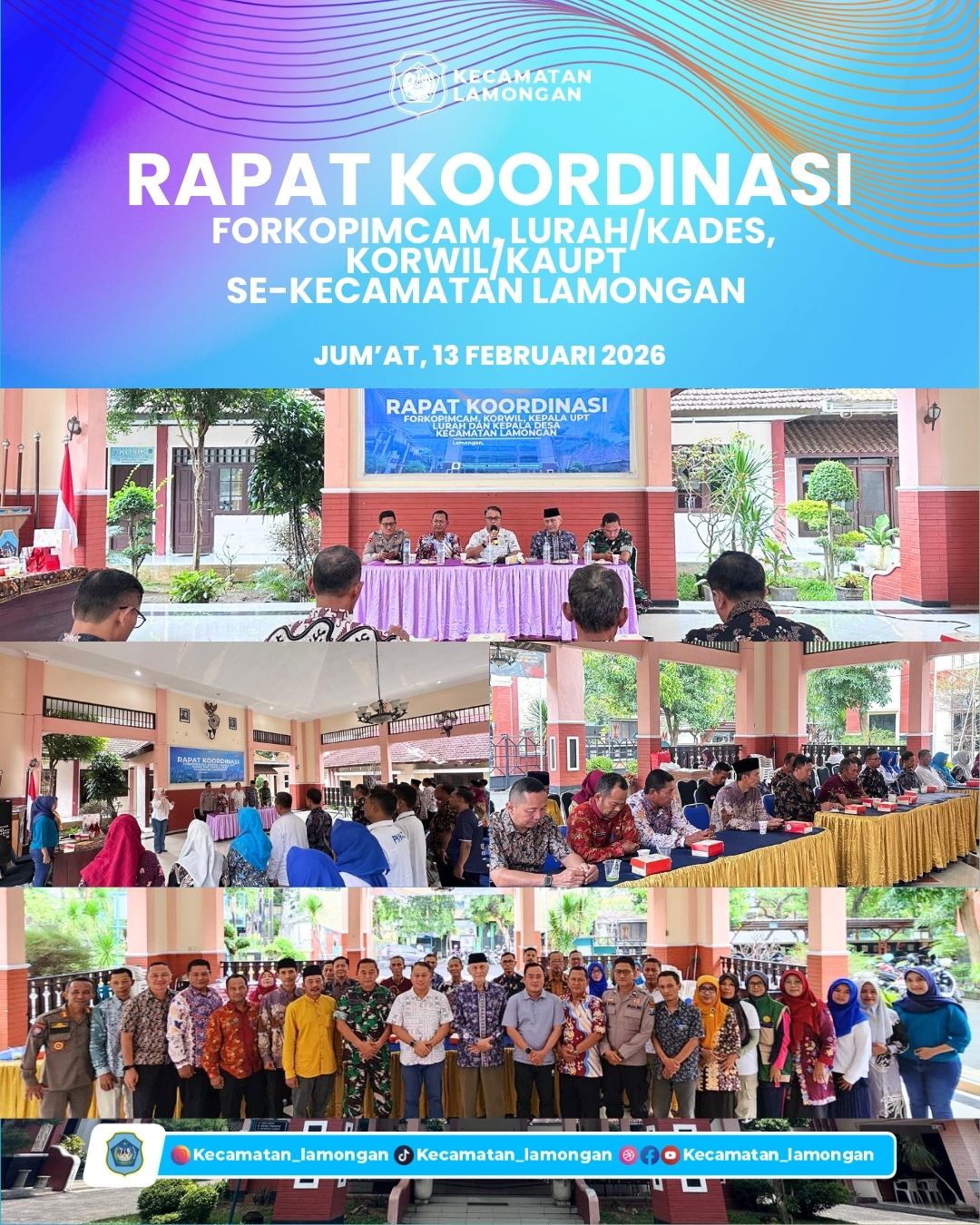 Foto: Kecamatan Lamongan Gelar Rapat Koordinasi Forkopimcam, Lurah/Kades, Serta Korwil/KaUpt Se-Kecamatan Lamongan