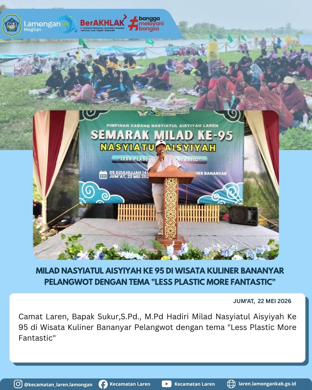 Foto: Usung Tema Ramah Lingkungan, Camat Laren Hadiri Semarak Milad ke-95 Nasyiatul Aisyiyah di Wisata Bananyar