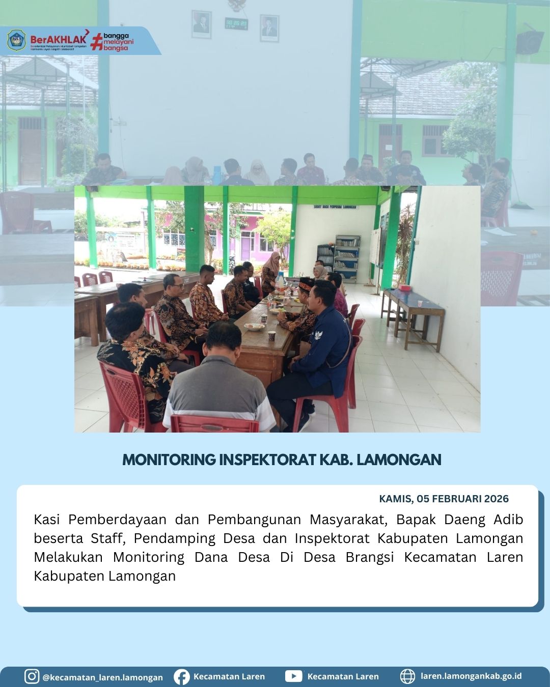 Foto: Inspektorat Kabupaten Lamongan Monitoring Dana Desa di Desa Brangsi