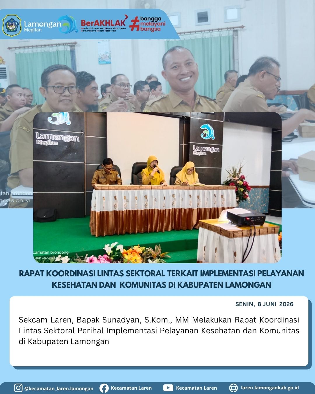 Foto: Tingkatkan Kualitas Layanan Masyarakat, Sekcam Laren Hadiri Rakor Lintas Sektoral Pelayanan Kesehatan