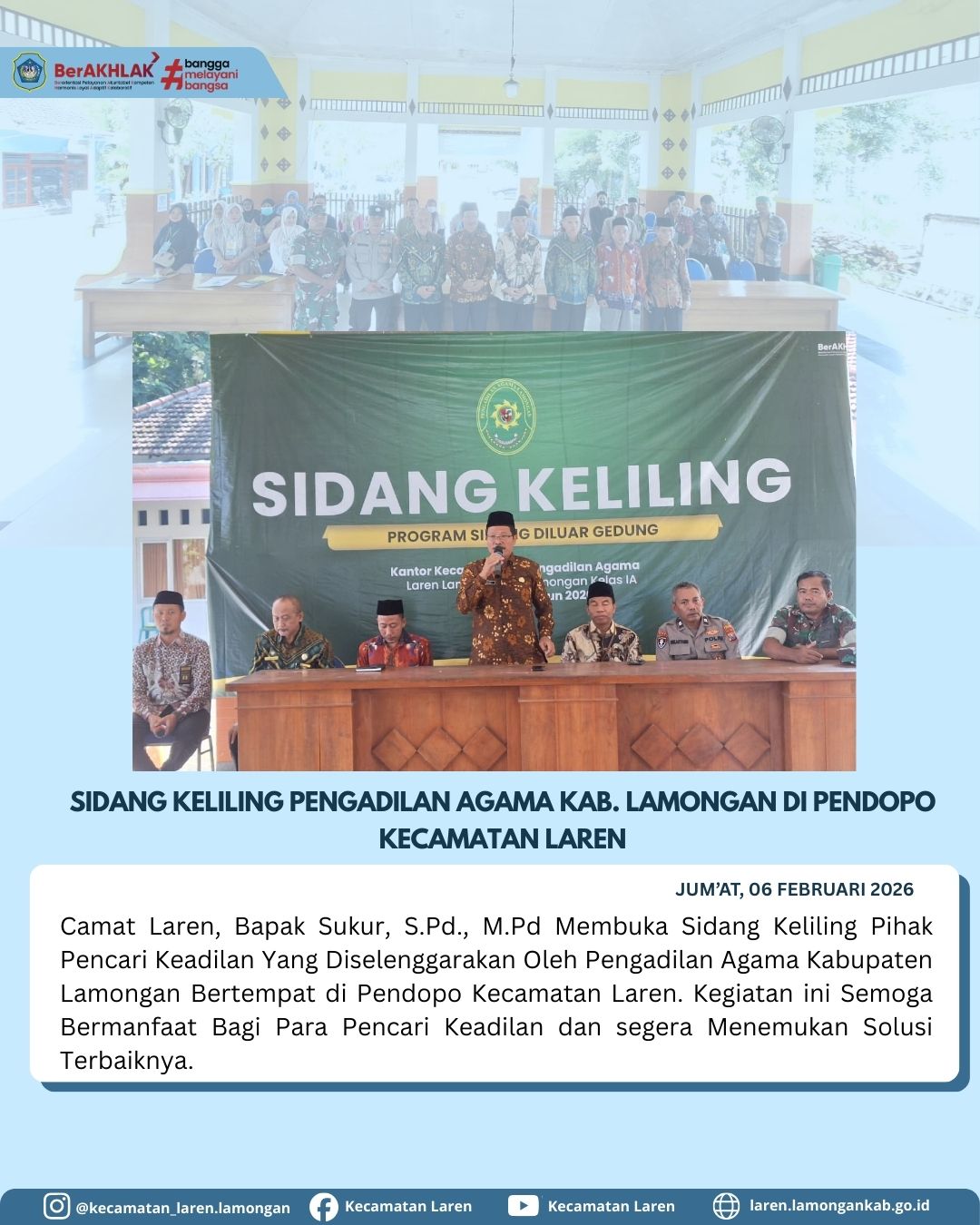 Sidang Keliling Pengadilan Agama Kabupaten Lamongan Digelar di Pendopo Kecamatan Laren