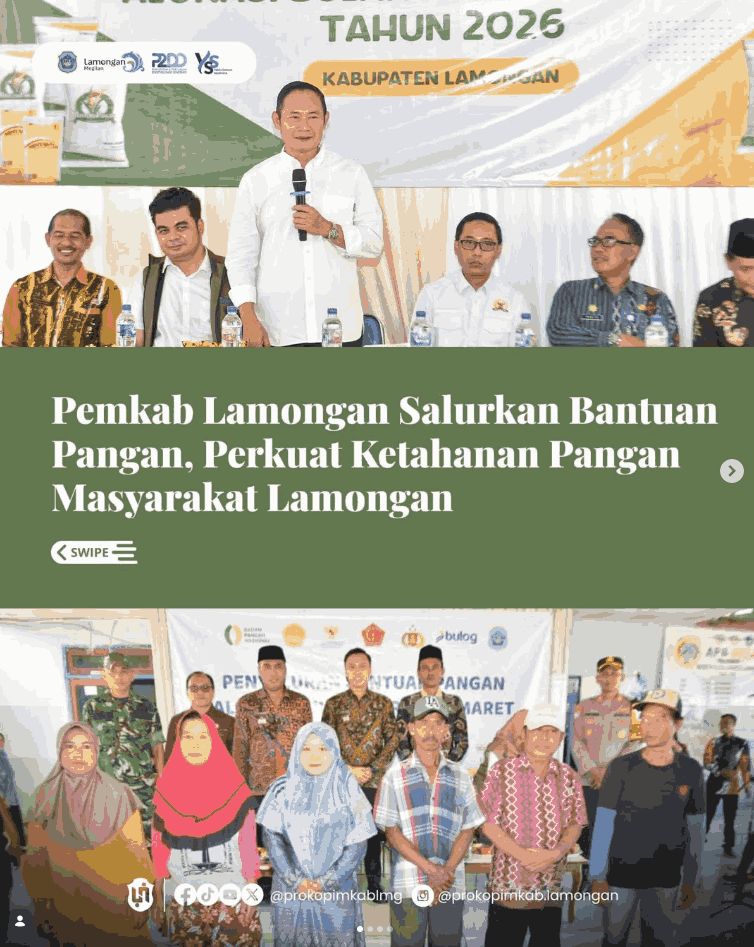 Foto: Pemkab Lamongan Salurkan Bantuan Pangan, Perkuat Ketahanan Pangan Masyarakat Lamongan