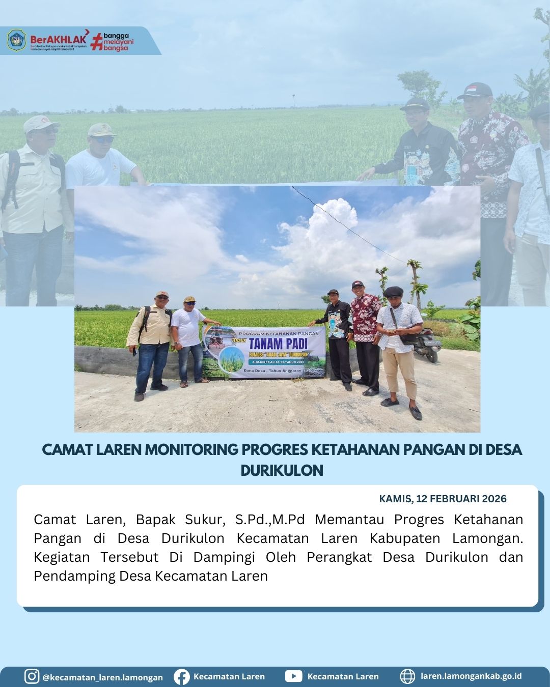 Foto: Camat Laren Monitoring Progres Ketahanan Pangan di Desa Durikulon
