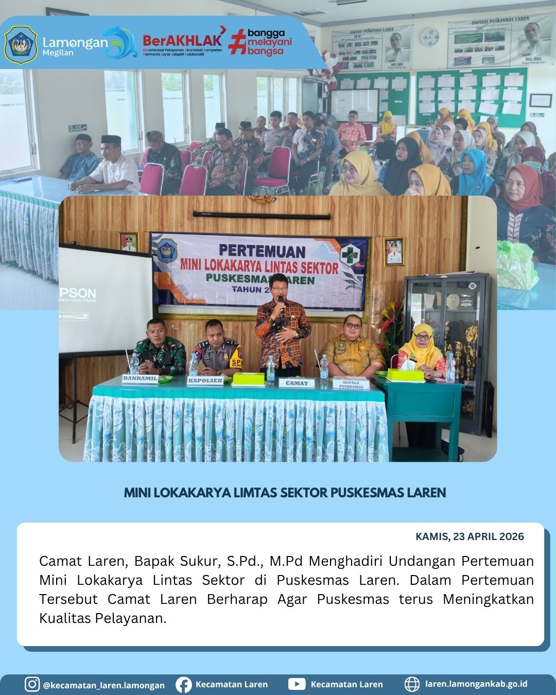 Foto: Perkuat Sinergi, Camat Laren Hadiri Mini Lokakarya Lintas Sektor di Puskesmas Laren