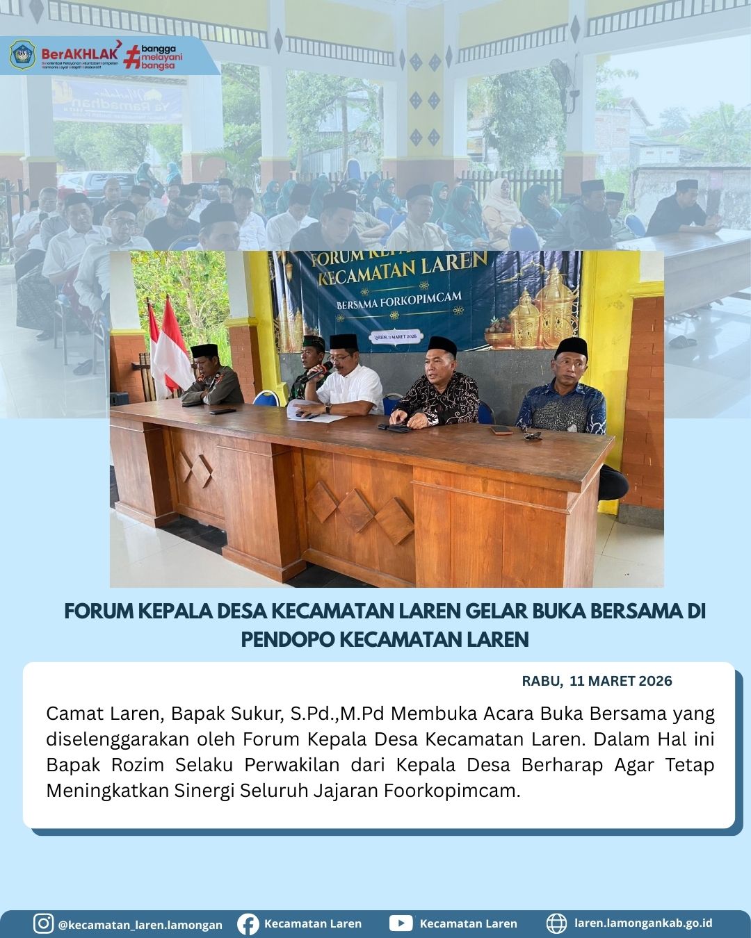 Foto: Forum Kepala Desa Kecamatan Laren Gelar Buka Bersama di Pendopo Kecamatan