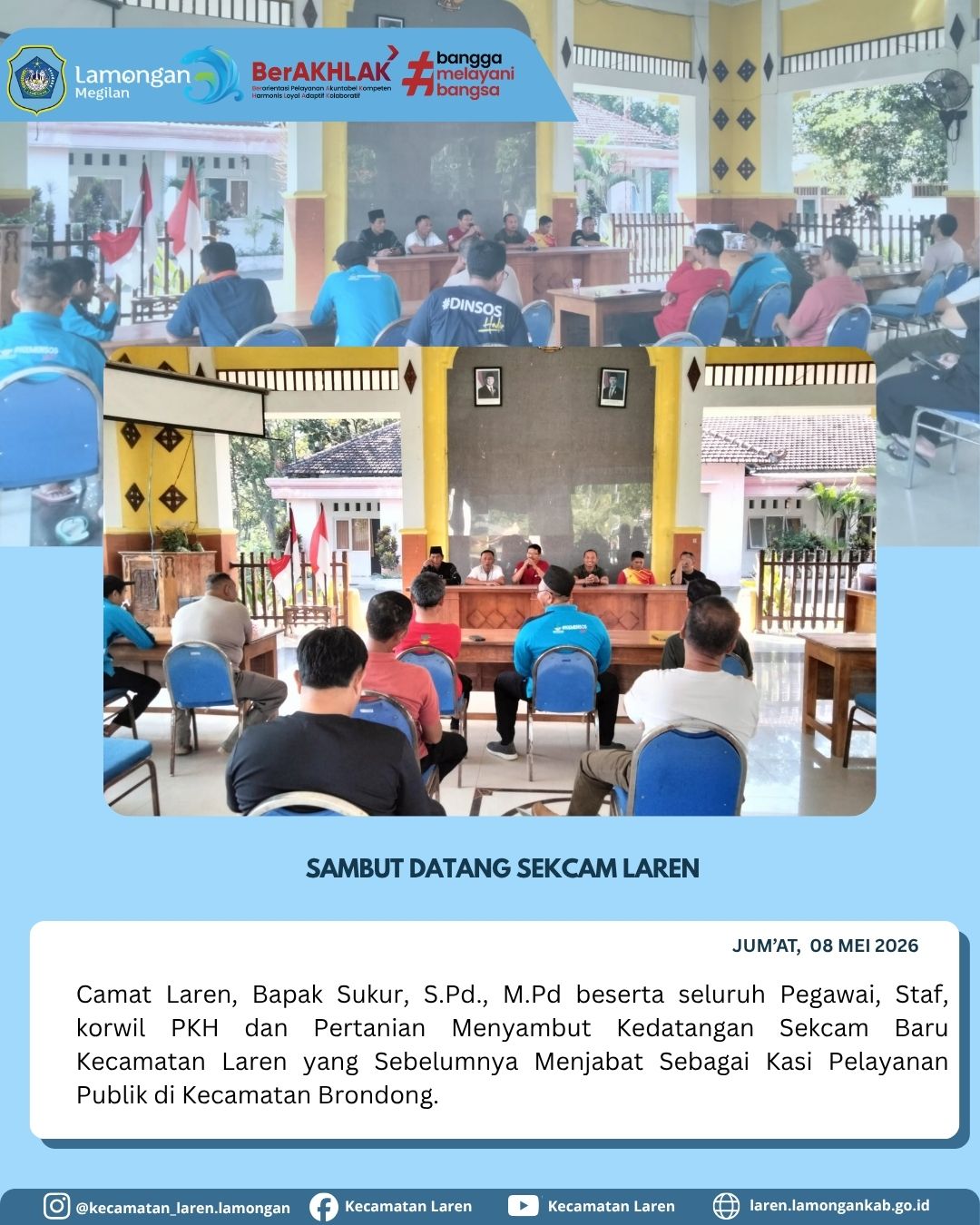 Foto: Perkuat Jajaran Struktural, Camat Laren Sambut Kedatangan Sekcam Baru