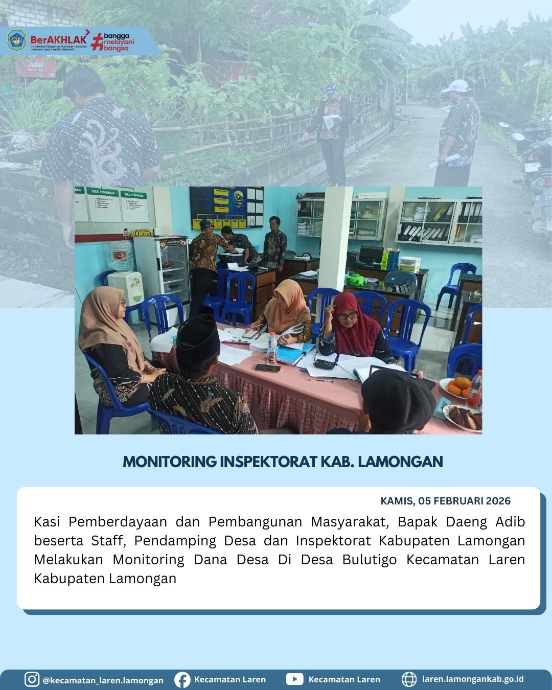 Foto: Inspektorat Kabupaten Lamongan Monitoring Dana Desa di Desa Bulutigo