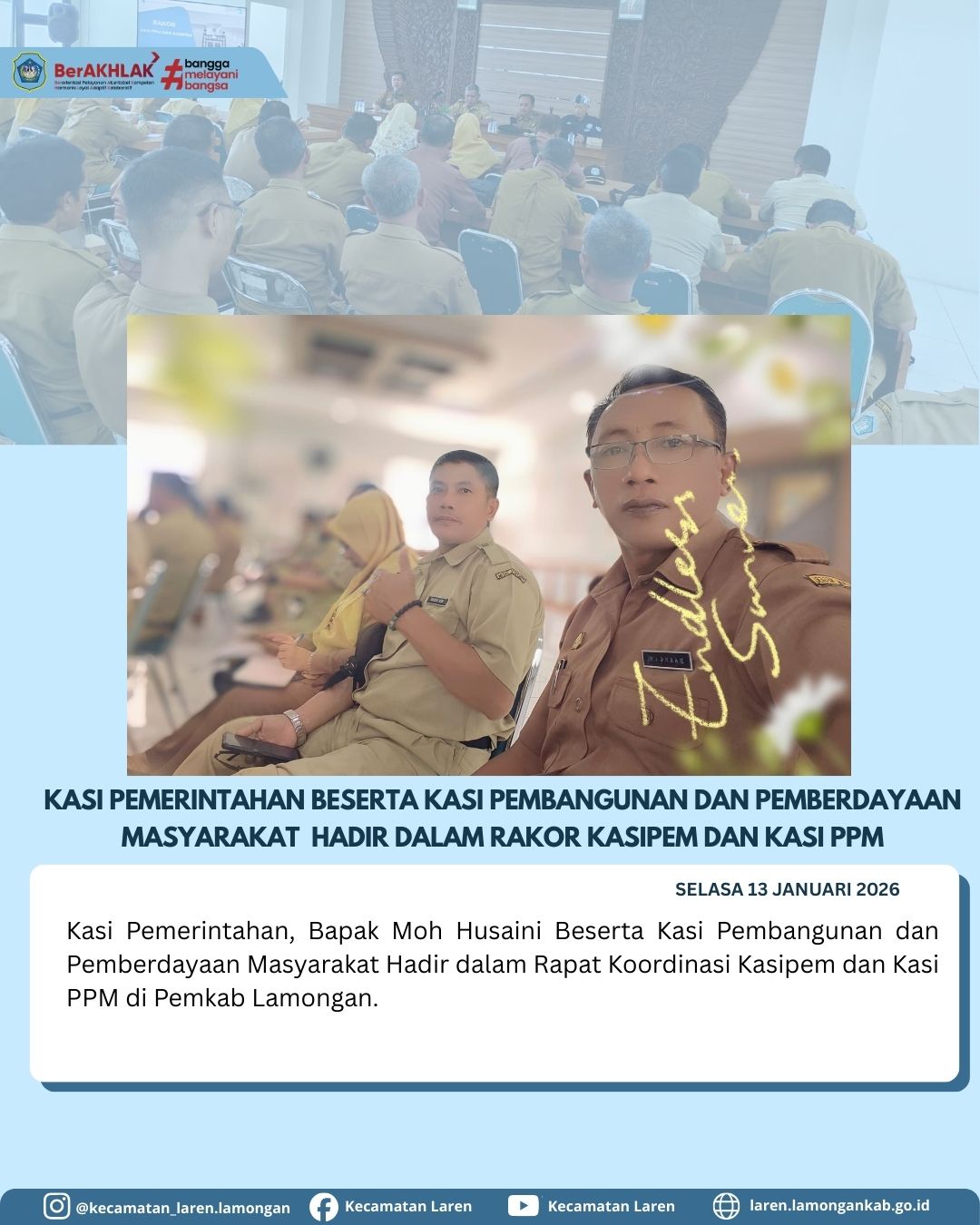 Foto: Perkuat Sinergi, Kasi Pemerintahan dan Kasi PPM Kecamatan Laren Hadiri Rakor di Pemkab Lamongan