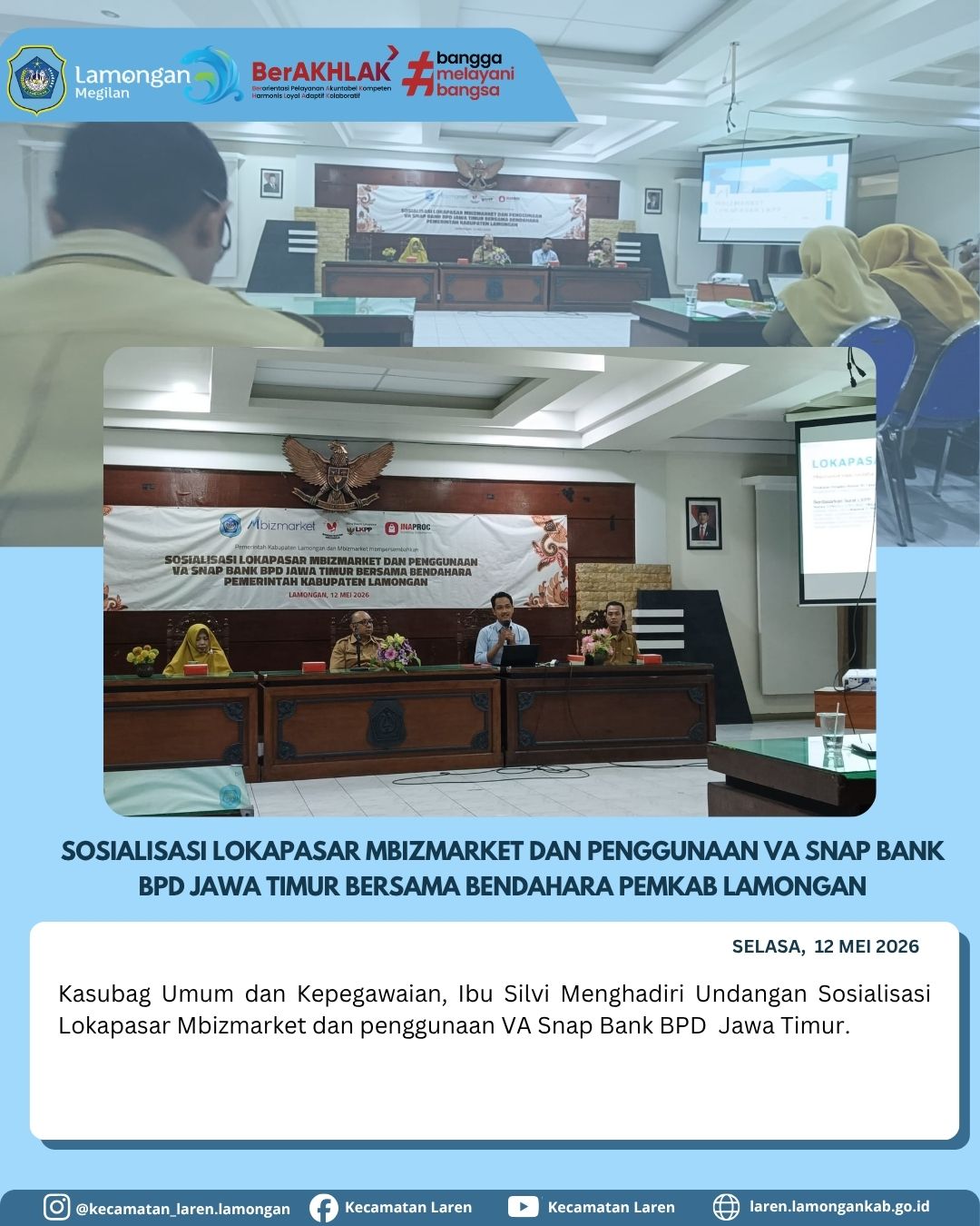 Foto: Transformasi Digital Pengadaan Barang dan Jasa, Perwakilan Kecamatan Laren Ikuti Sosialisasi Mbizmarket