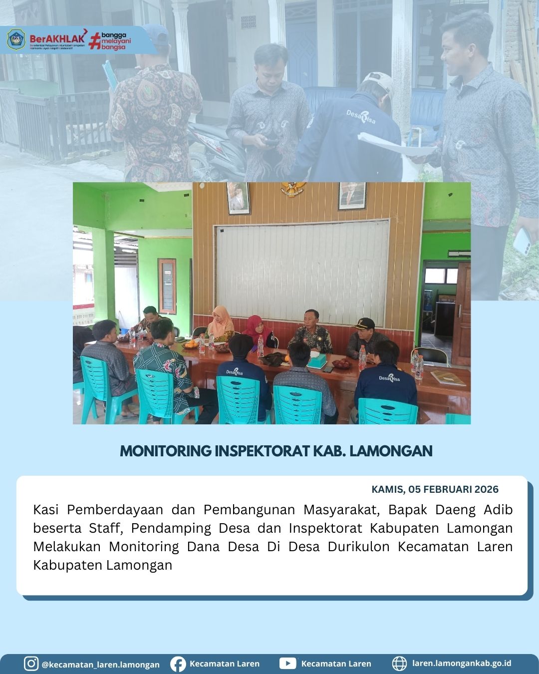 spektorat Kabupaten Lamongan Monitoring Dana Desa di Desa Durikulon