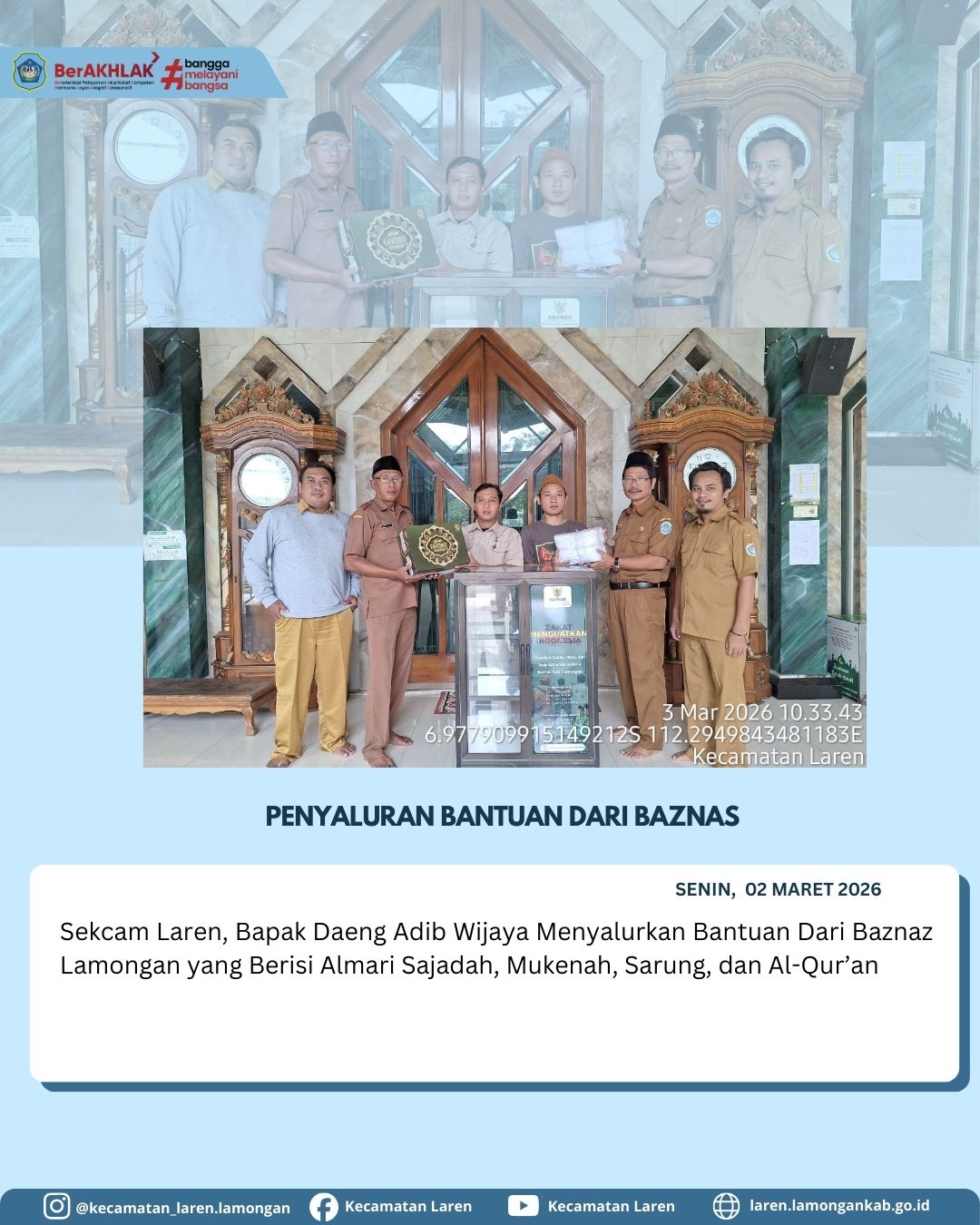 Foto: Penyaluran Bantuan dari Baznas Lamongan untuk Wilayah Kecamatan Laren