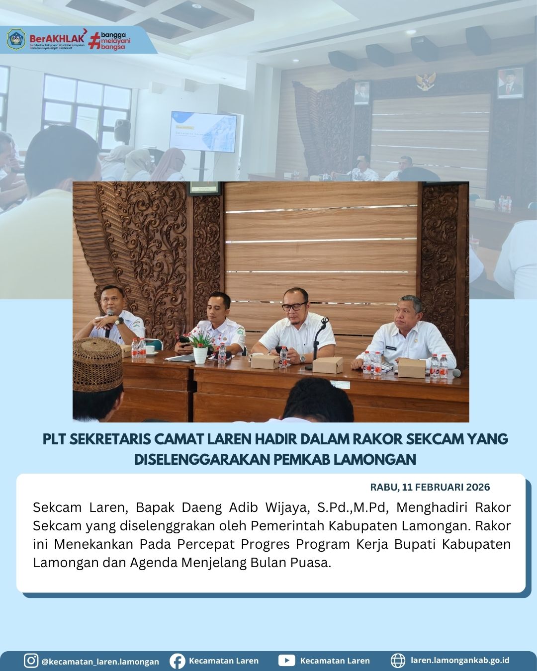 Foto: Plt Sekretaris Camat Laren Hadiri Rakor Sekcam yang Diselenggarakan Pemkab Lamongan