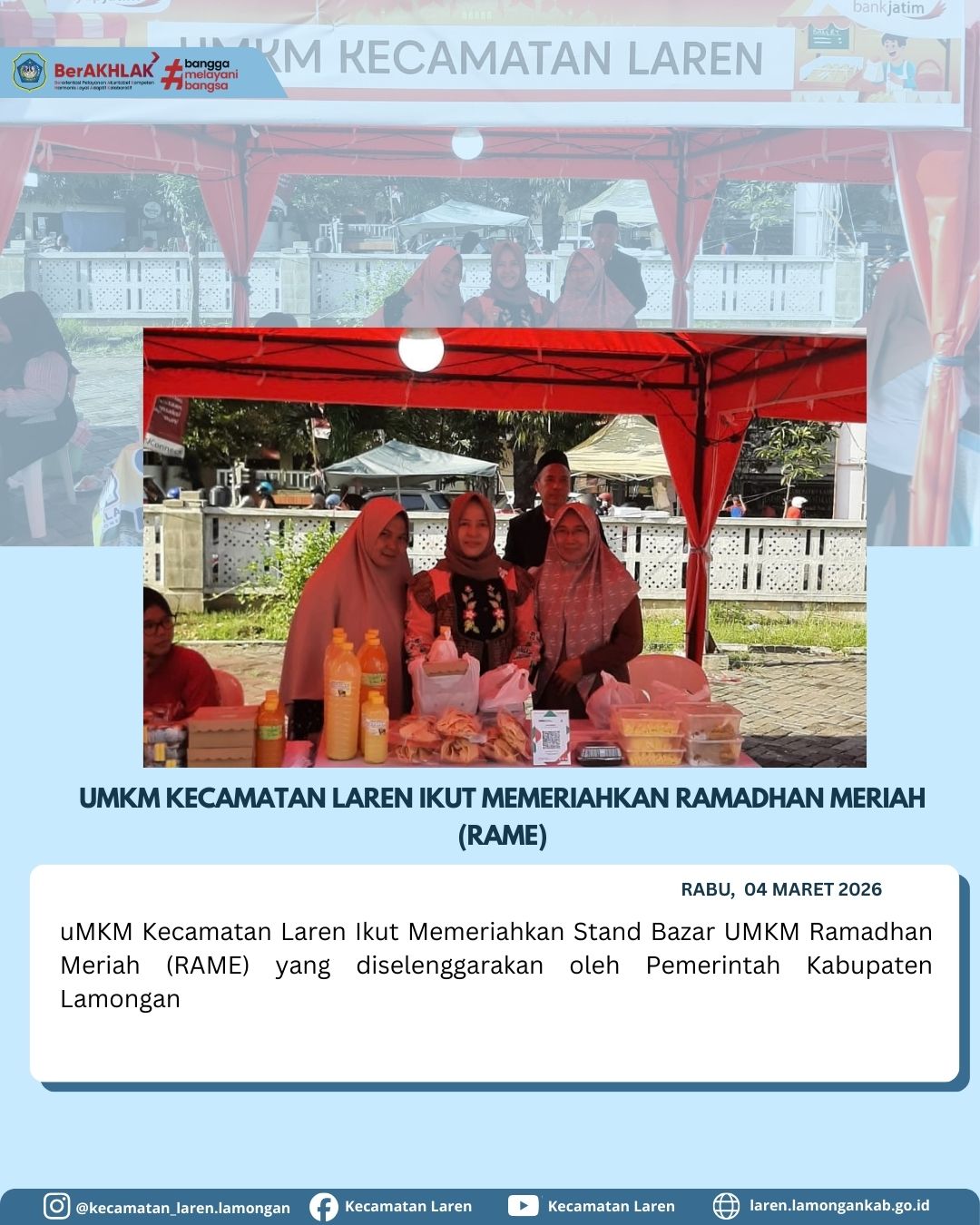 Foto: UMKM Kecamatan Laren Ikut Memeriahkan Ramadhan Meriah (RAME) di Lamongan