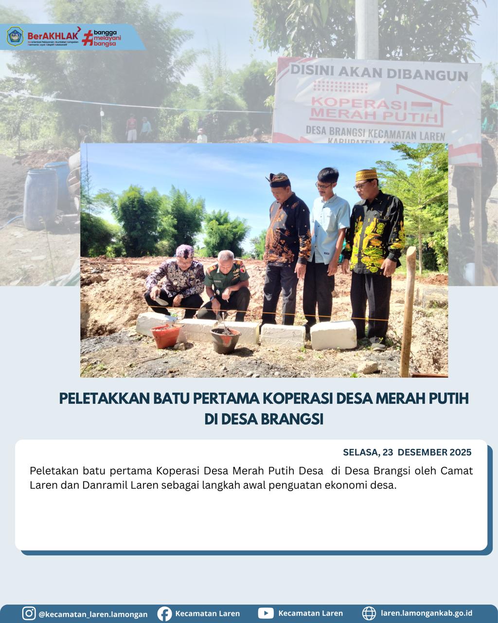 Foto: Peletakan Batu Pertama Koperasi Desa Merah Putih di Desa Brangsi