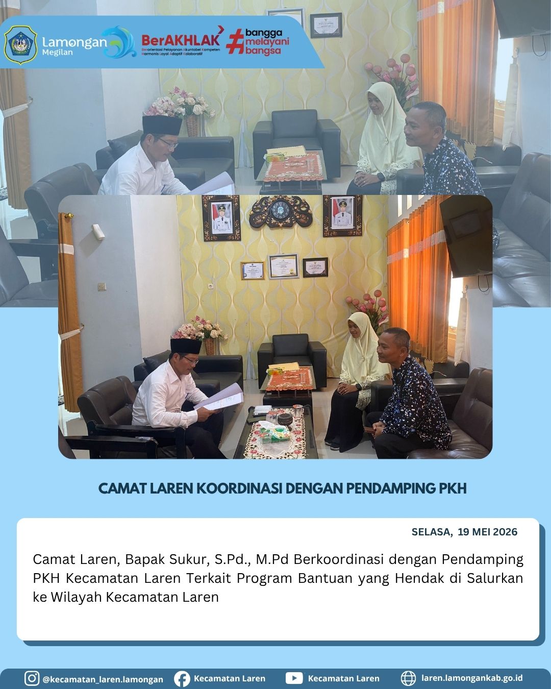 Foto: Optimalkan Penyaluran Bansos, Camat Laren Gelar Koordinasi Intensif Bersama Pendamping PKH