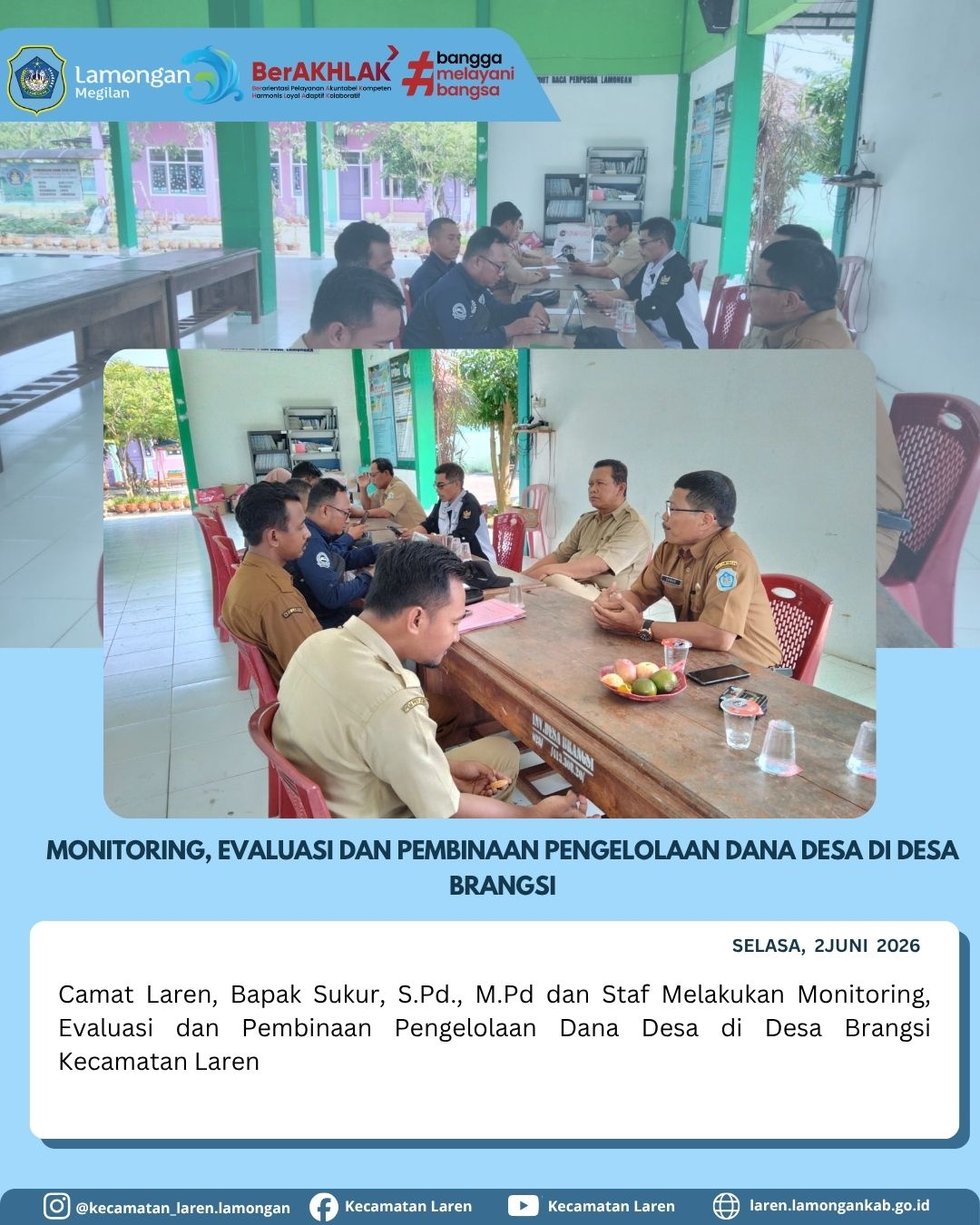 Foto: Kawal Transparansi Anggaran, Camat Laren Gelar Monev Dana Desa di Desa Brangsi