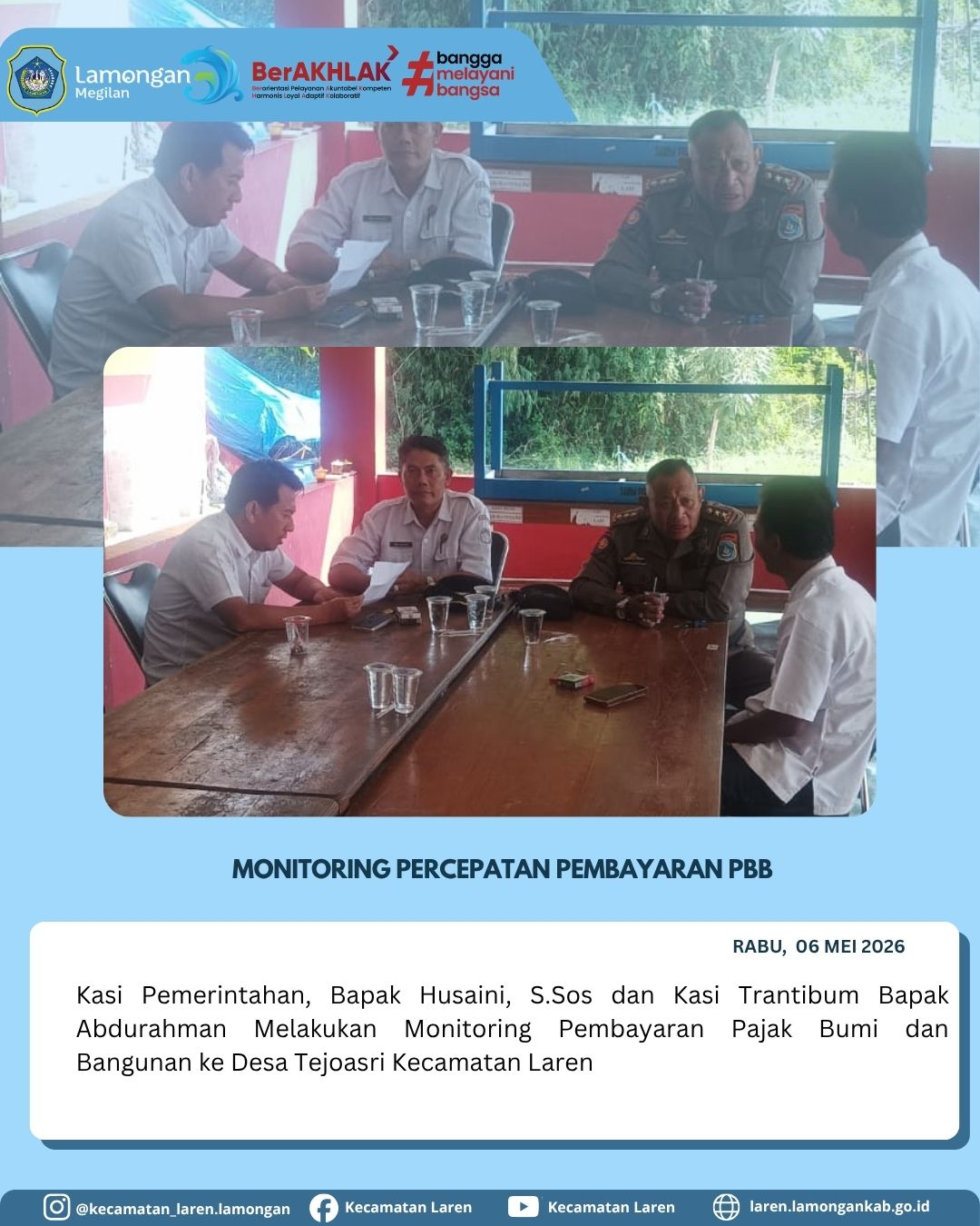 Foto: Optimalkan Pendapatan Daerah, Kasi Pemerintahan dan Kasi Trantibum Laren Monitoring PBB di Desa Tejoasri